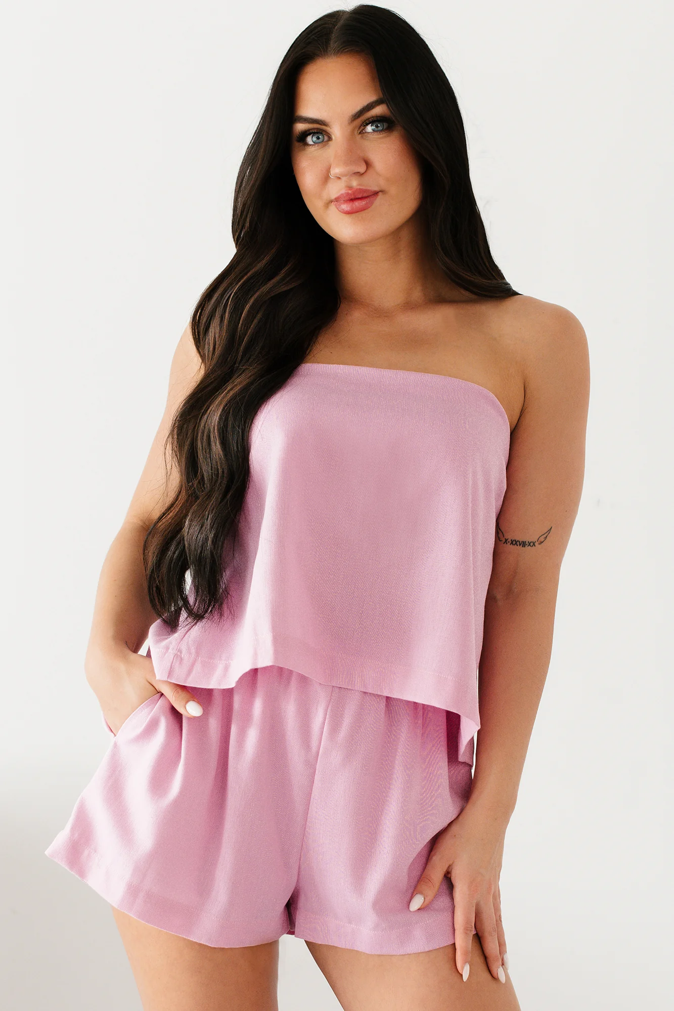 Flawless Fashion Strapless Top & Shorts Set (Pink) - Image 3