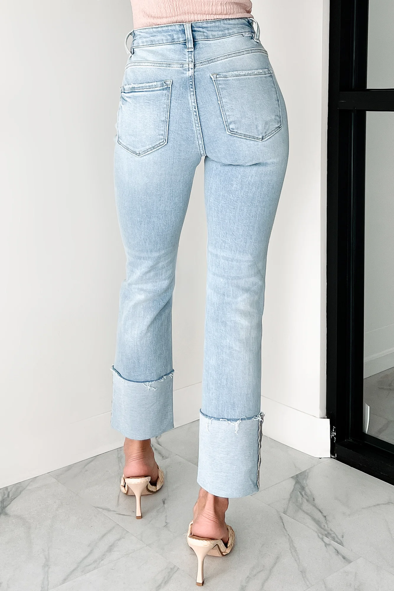 Flint High Rise Cuffed Ripped Risen Jeans (Light) - Image 4