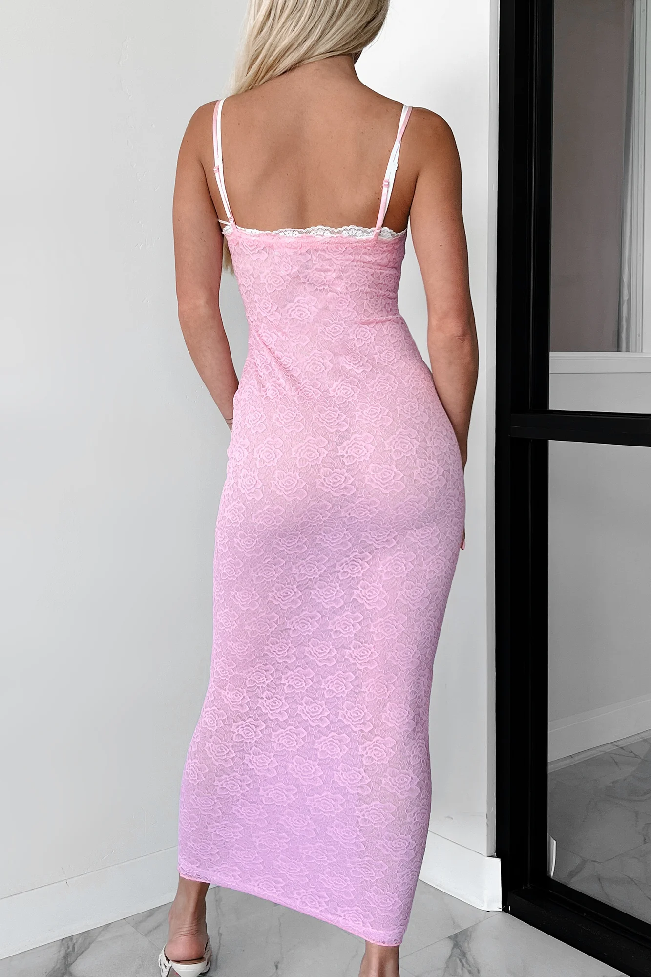Flirtatious Attitude Layered Lace Maxi Dress (Cool Pink) - Image 3