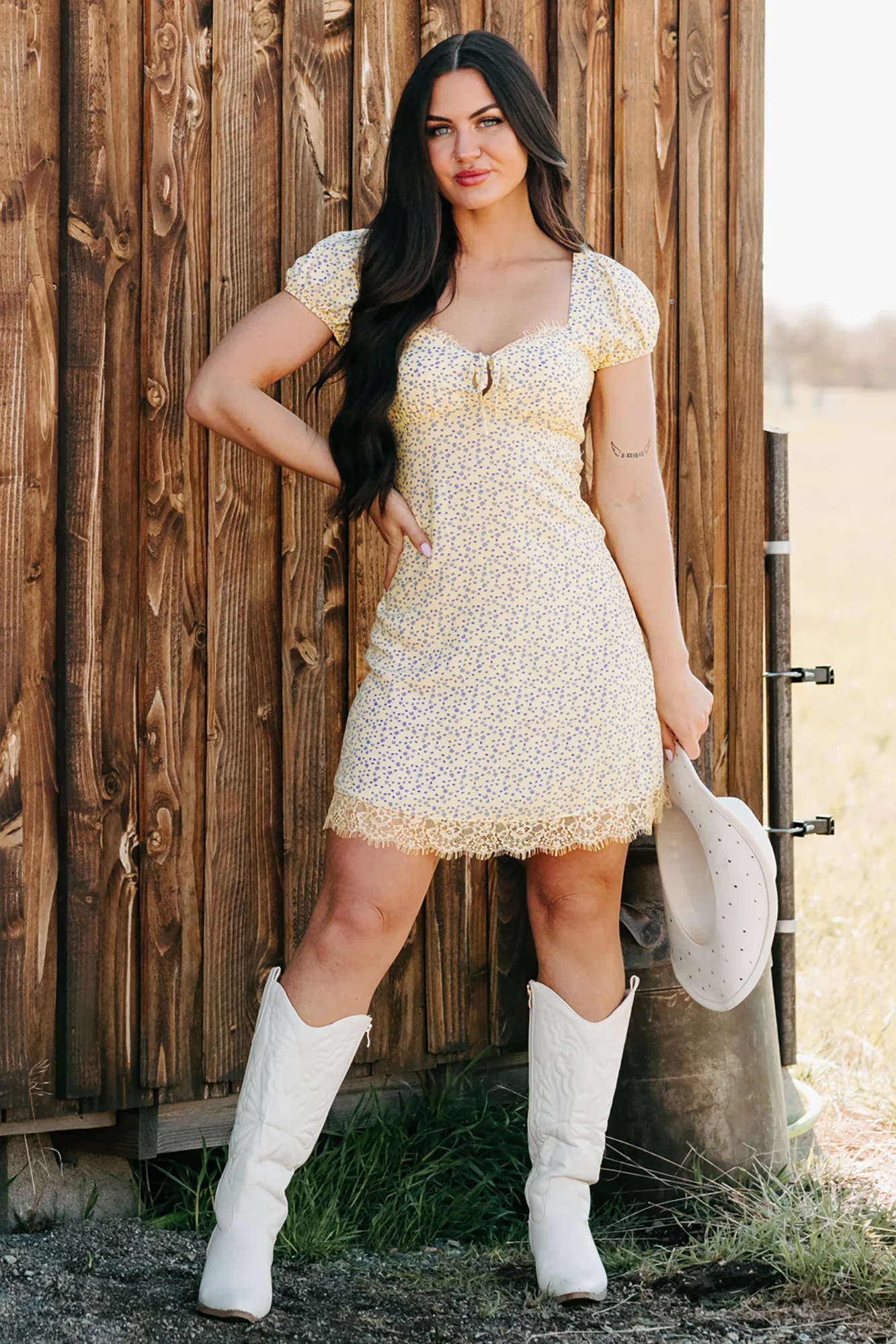 Floral Bliss Sweetheart Floral Mini Dress (Yellow/Blue) - Image 6
