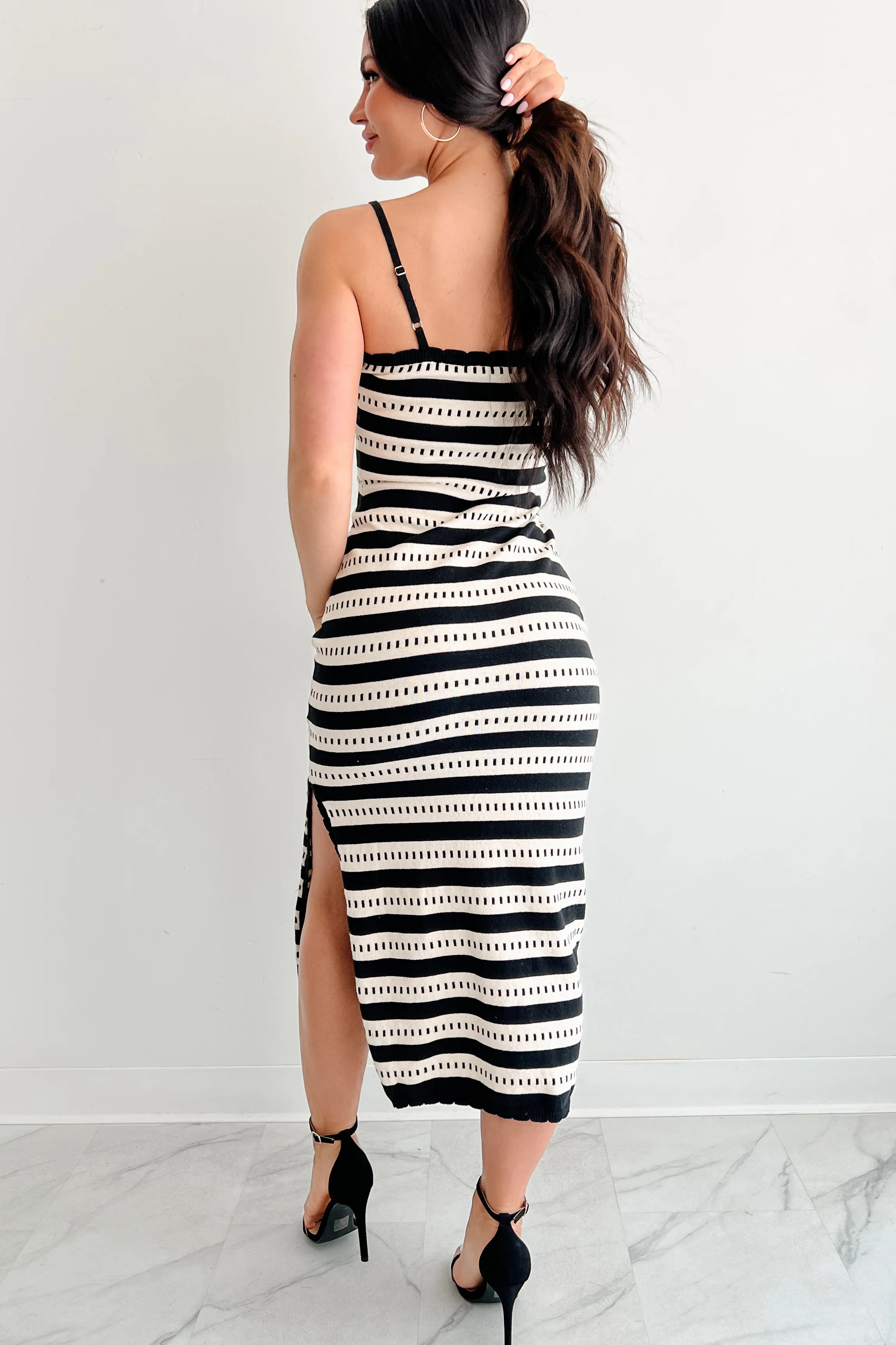Flourish In Style Striped Midi Dress (Natural) - Image 4