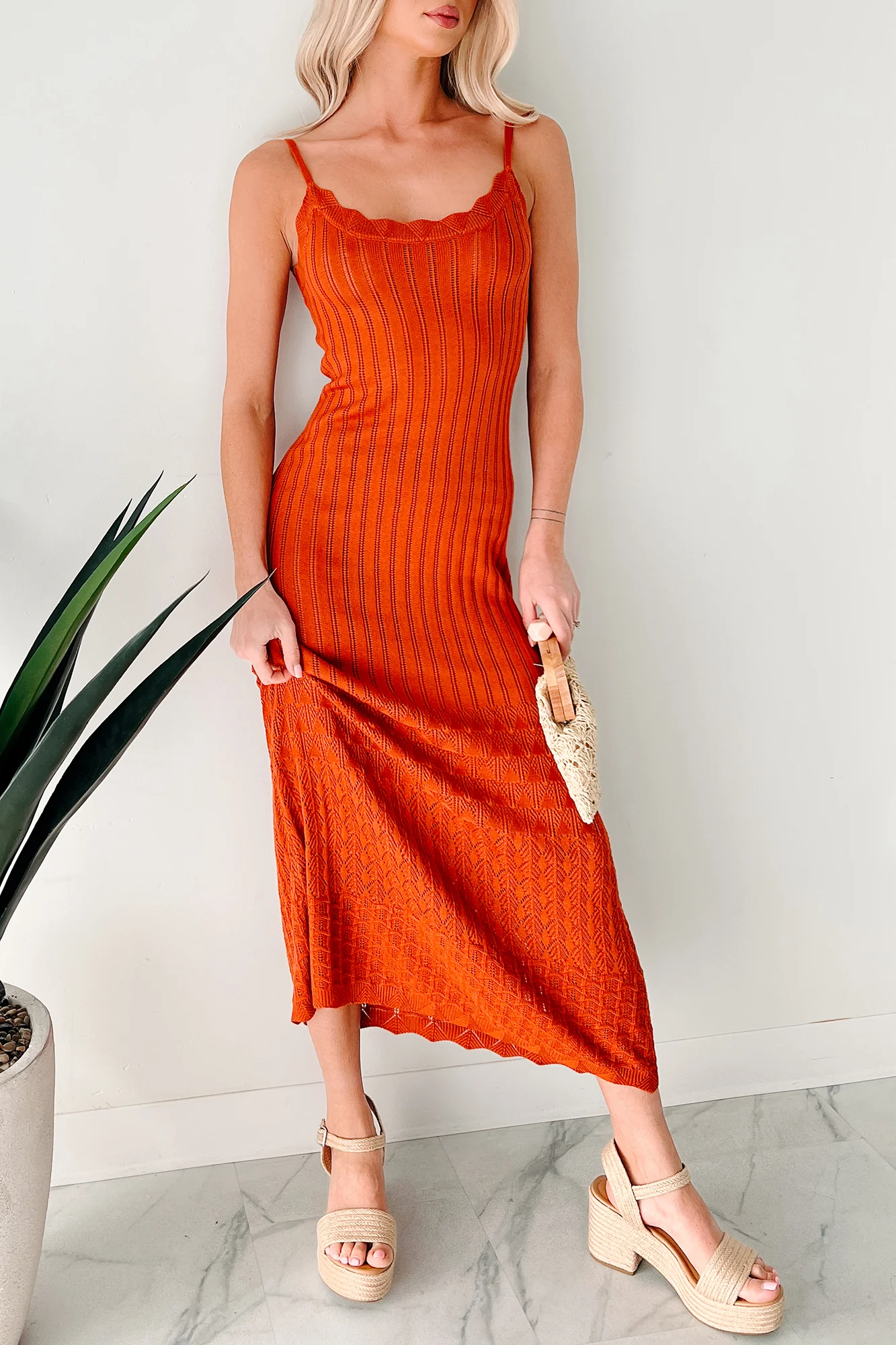 Flowy Dreams Sleeveless Crochet Maxi Dress (Burnt Orange) - Image 6