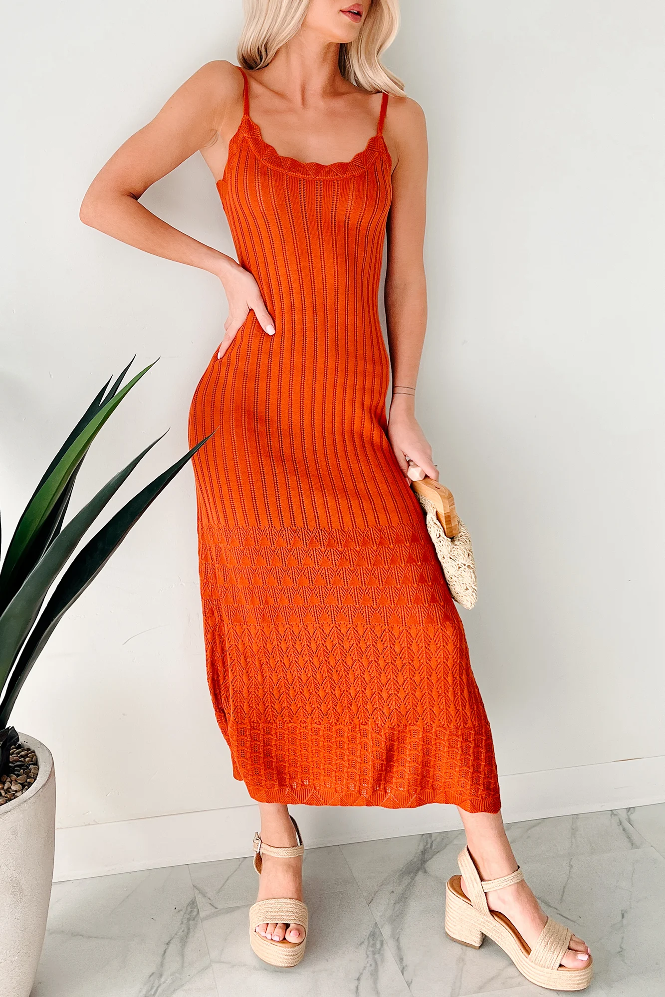 Flowy Dreams Sleeveless Crochet Maxi Dress (Burnt Orange) - Image 7