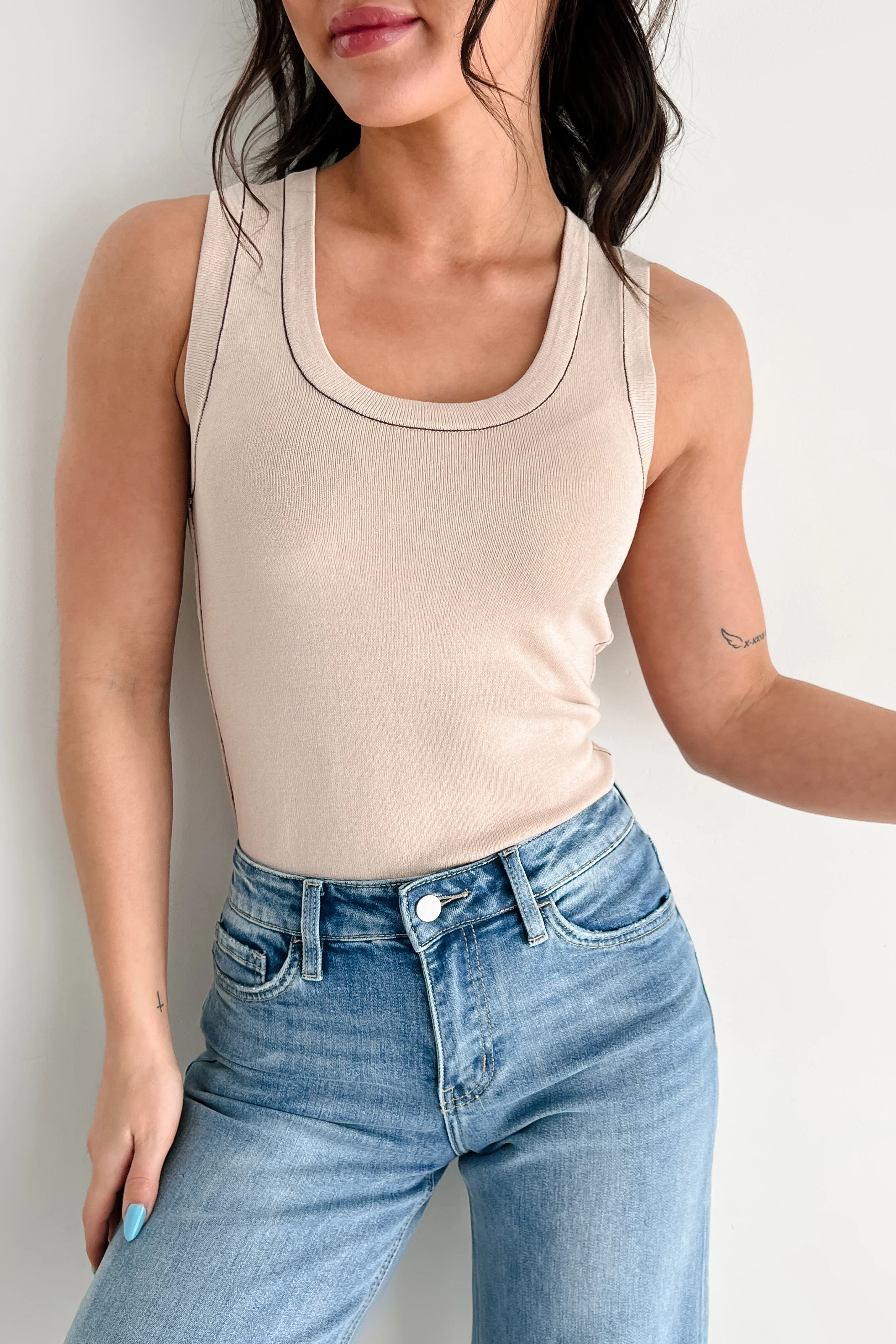 Focused & Fashionable Scoop Neck Tank (Taupe) - Image 2