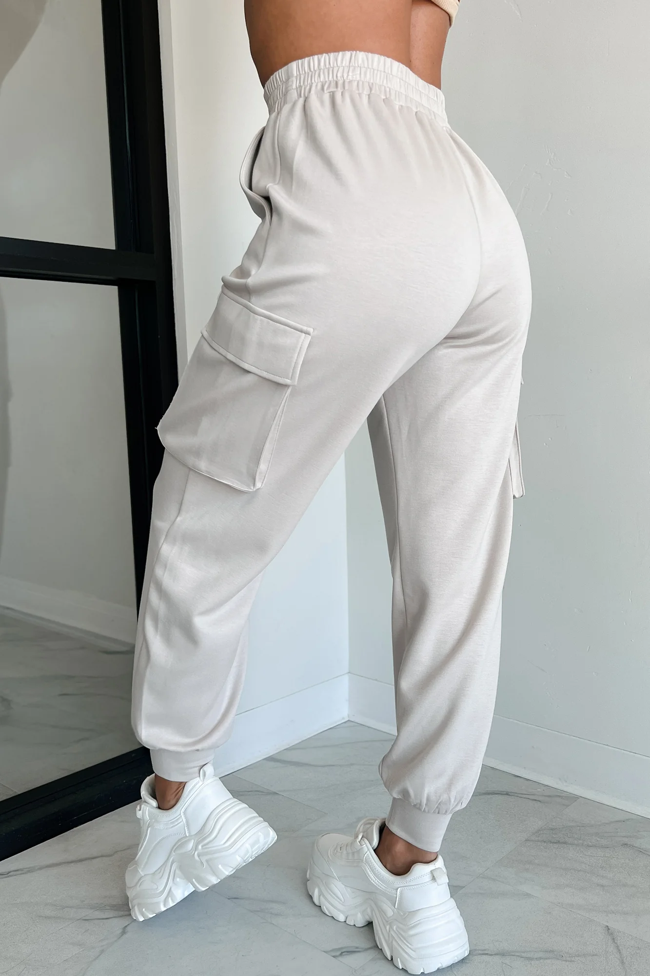 DOORBUSTER Forever A Homebody Cargo Joggers (Light Tan) - Image 4