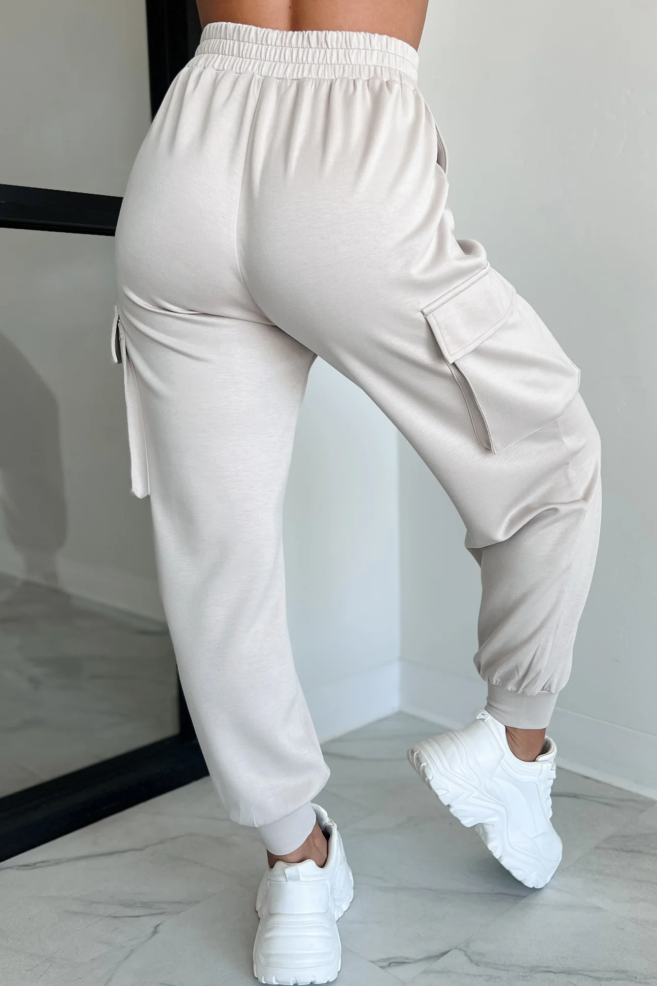 DOORBUSTER Forever A Homebody Cargo Joggers (Light Tan) - Image 5