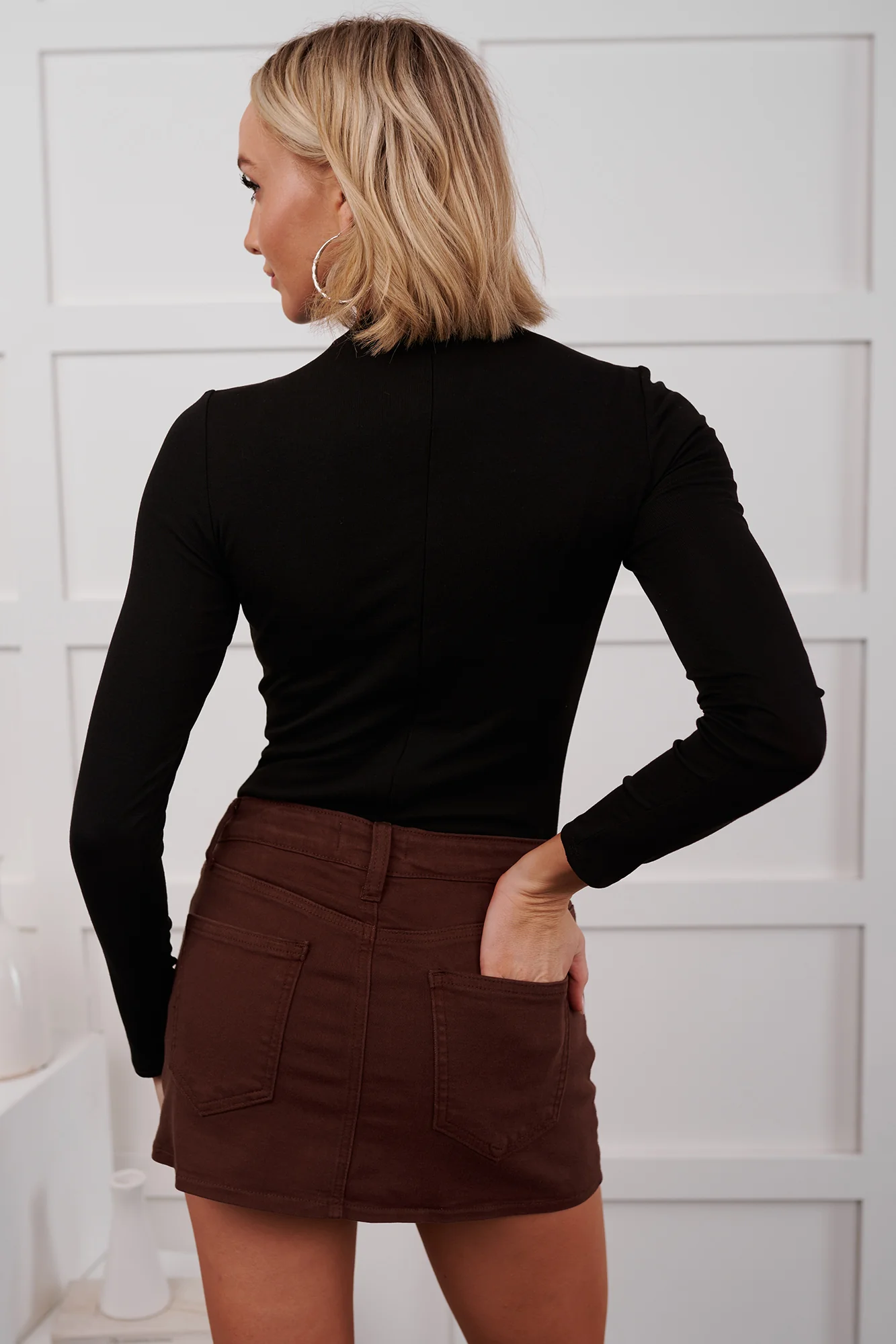 Forever In Love Denim Mini Skirt (Brown) - Image 9