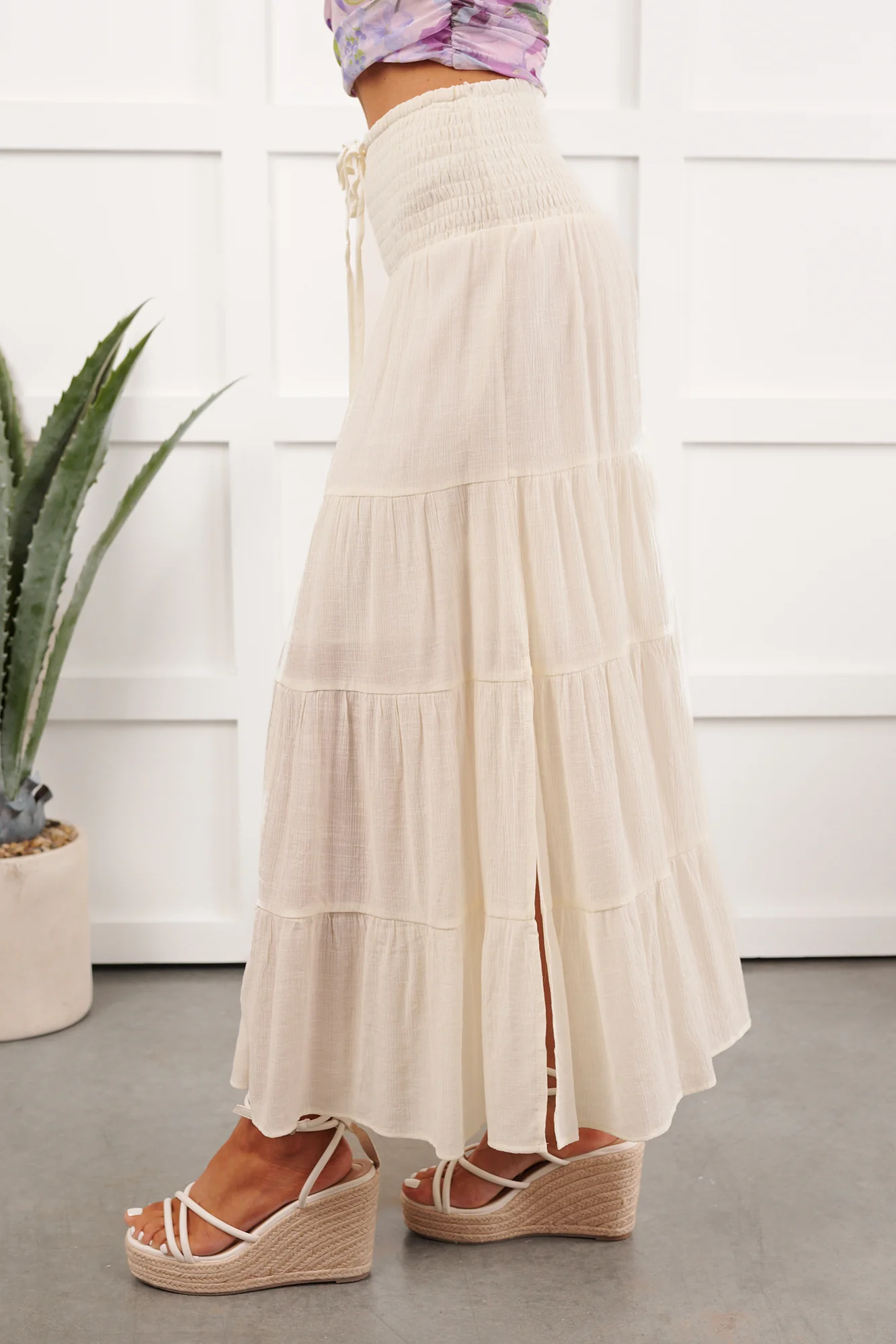 Free Falling Tiered Maxi Skirt (Dove) - Image 6