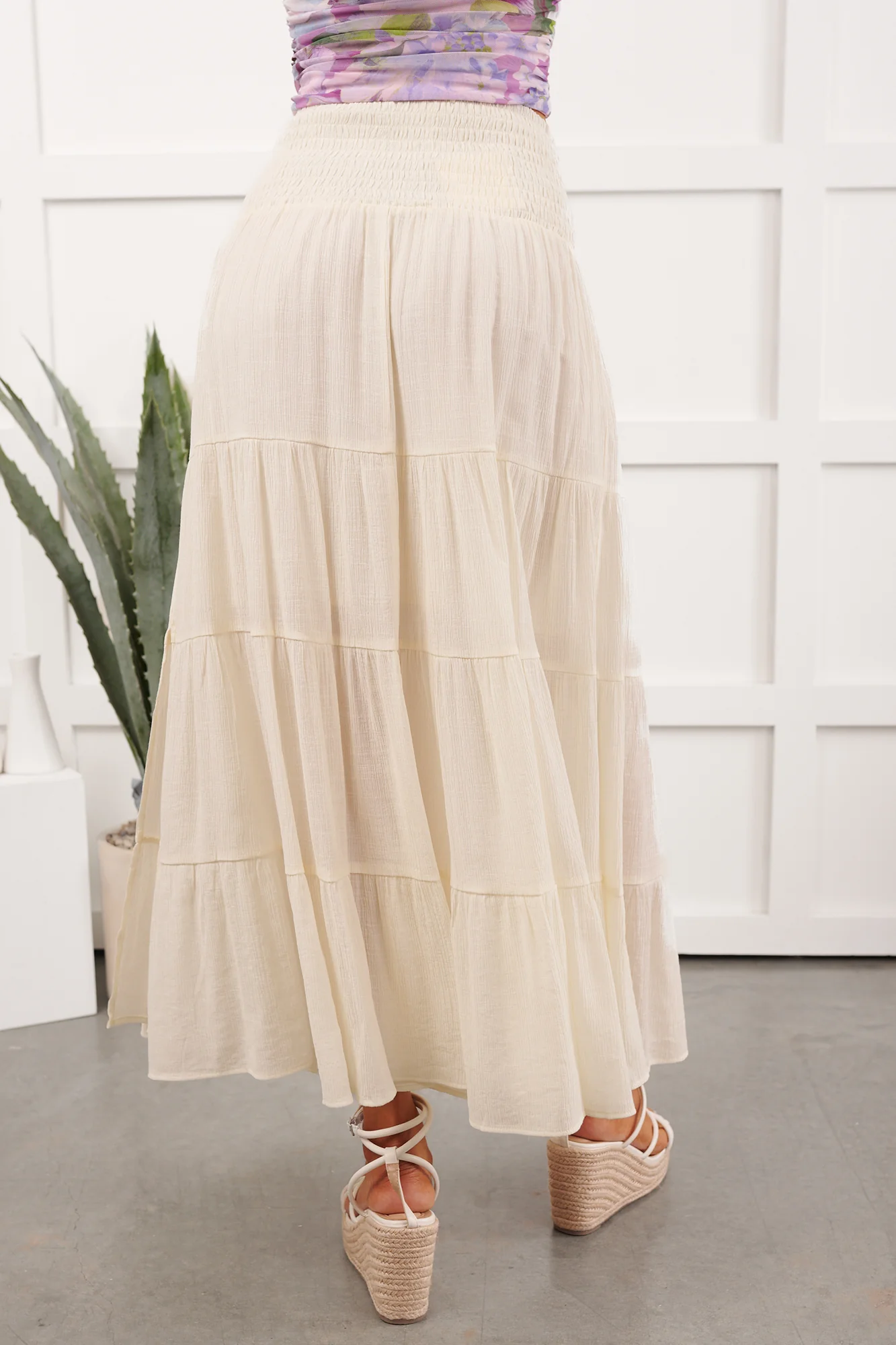 Free Falling Tiered Maxi Skirt (Dove) - Image 7