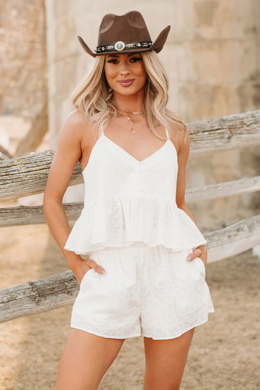 Fresh Air Favorite Eyelet Shorts (White) - Image 3