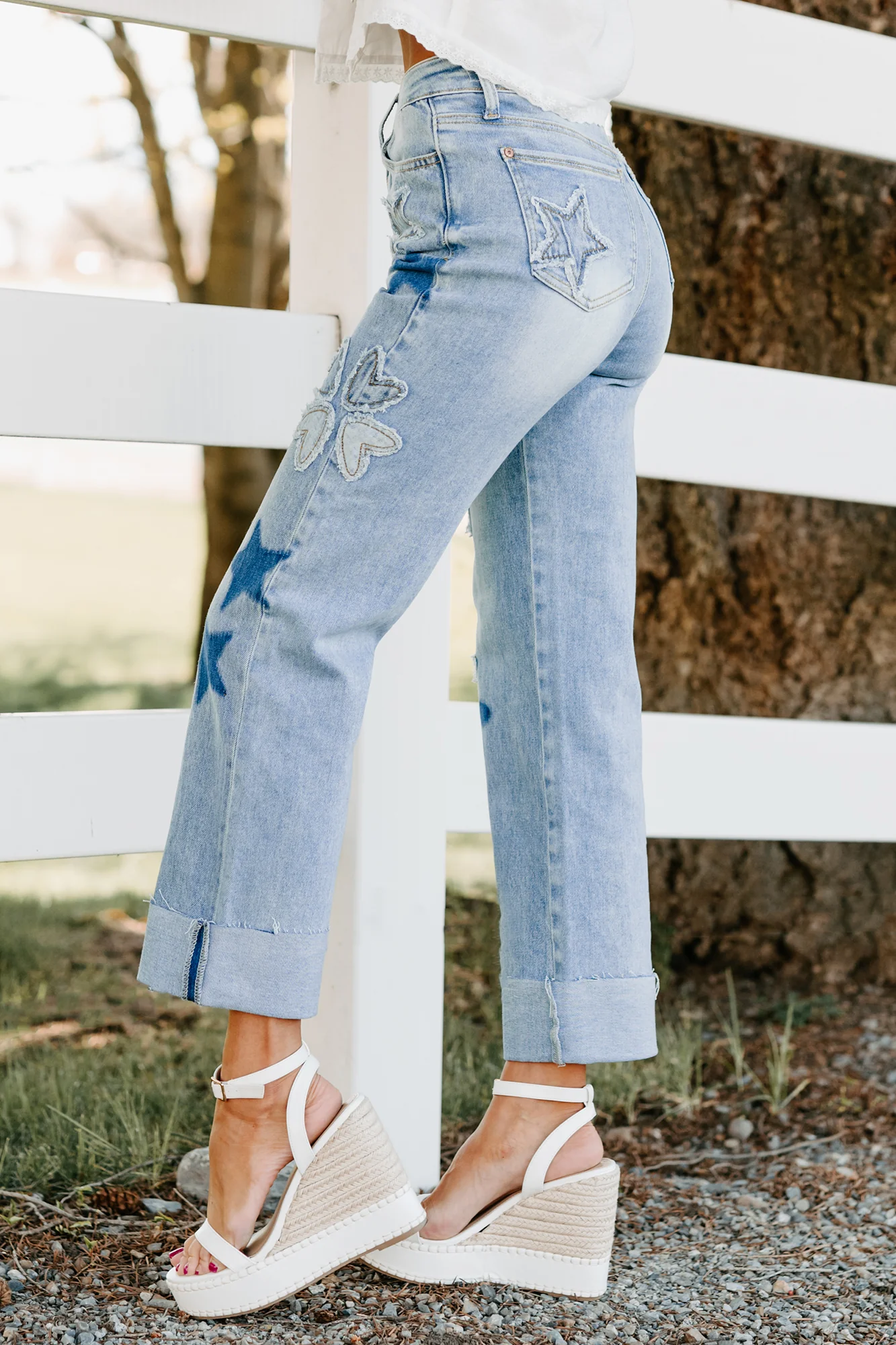 Freya Star & Heart Patch Saige Denim Jeans (Light) - Image 3