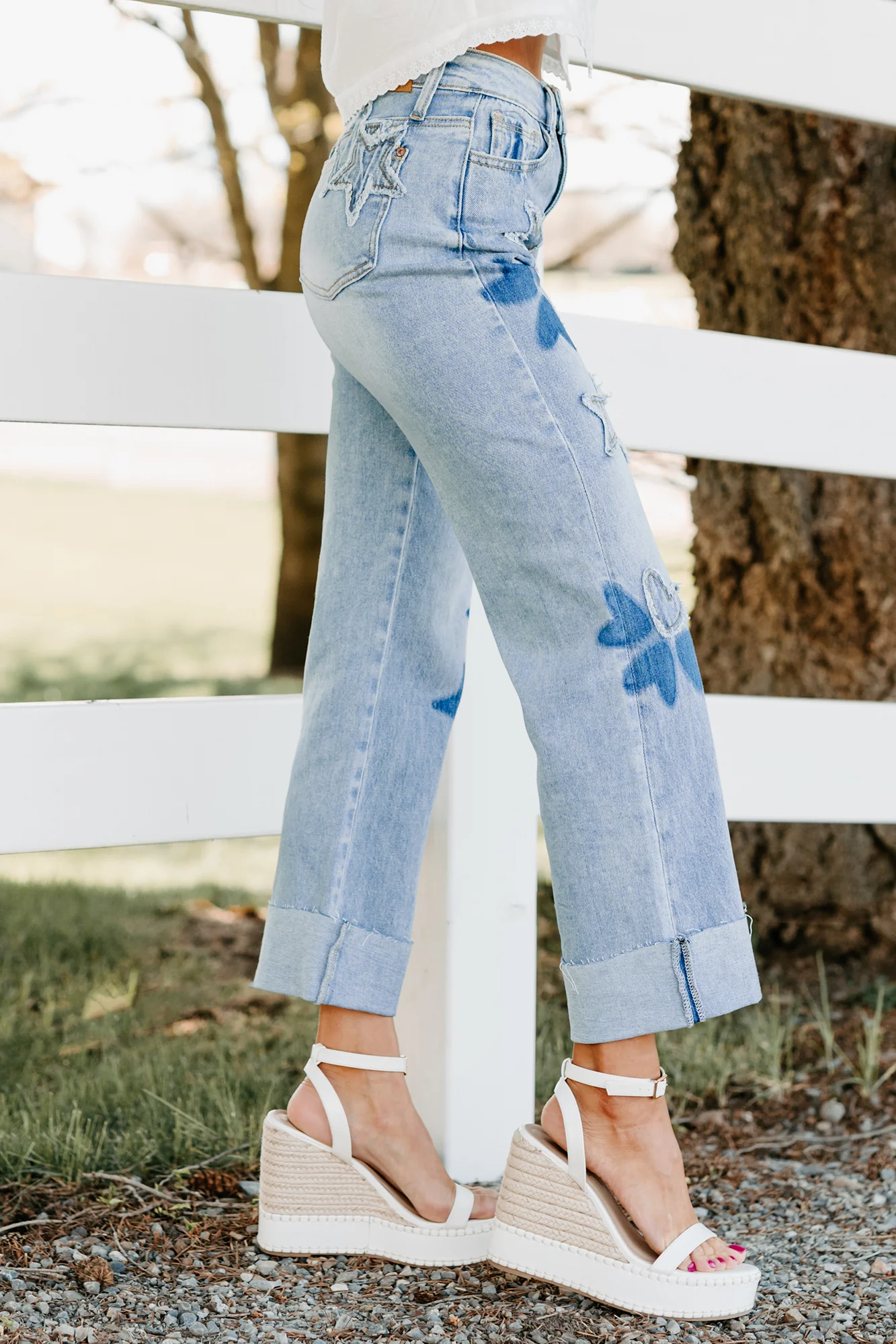 Freya Star & Heart Patch Saige Denim Jeans (Light) - Image 4