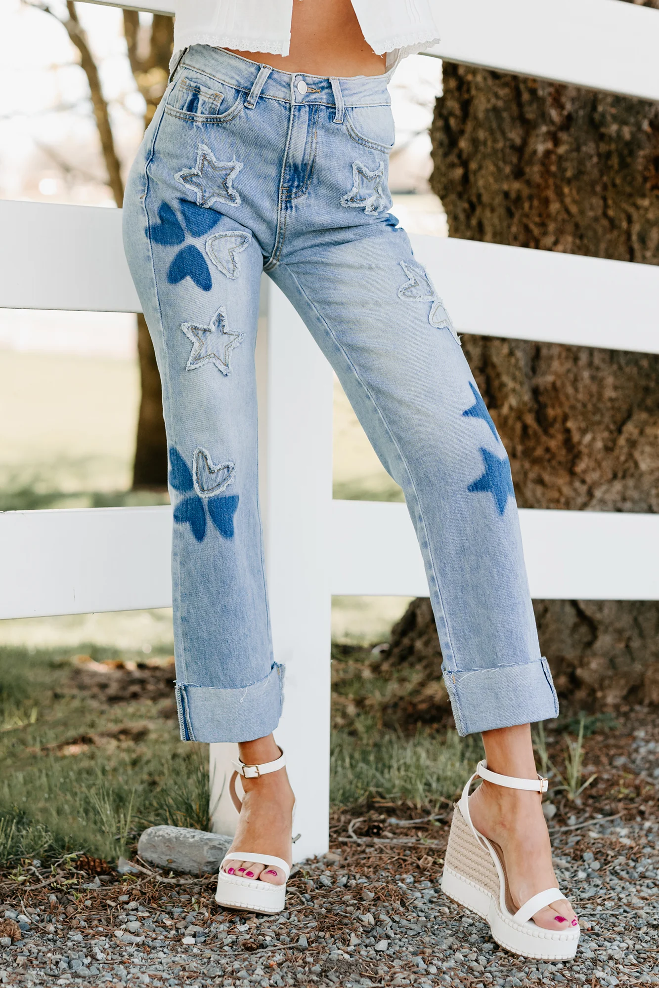 Freya Star & Heart Patch Saige Denim Jeans (Light) - Image 8