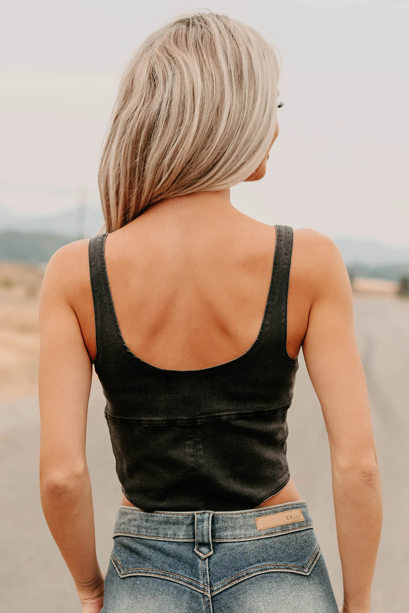 Fueled By Confidence Signature 8 Stretchy Denim Bodysuit (Washed Black) - Image 16