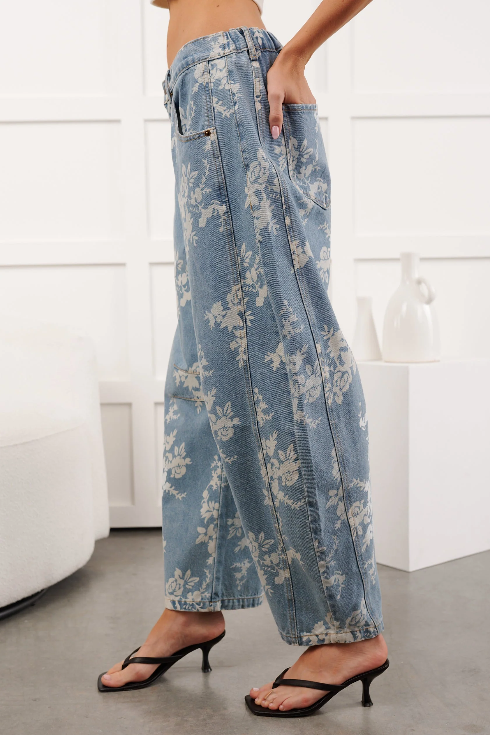 Full Of Joy Floral Barrel Mittoshop Jeans (Denim) - Image 11