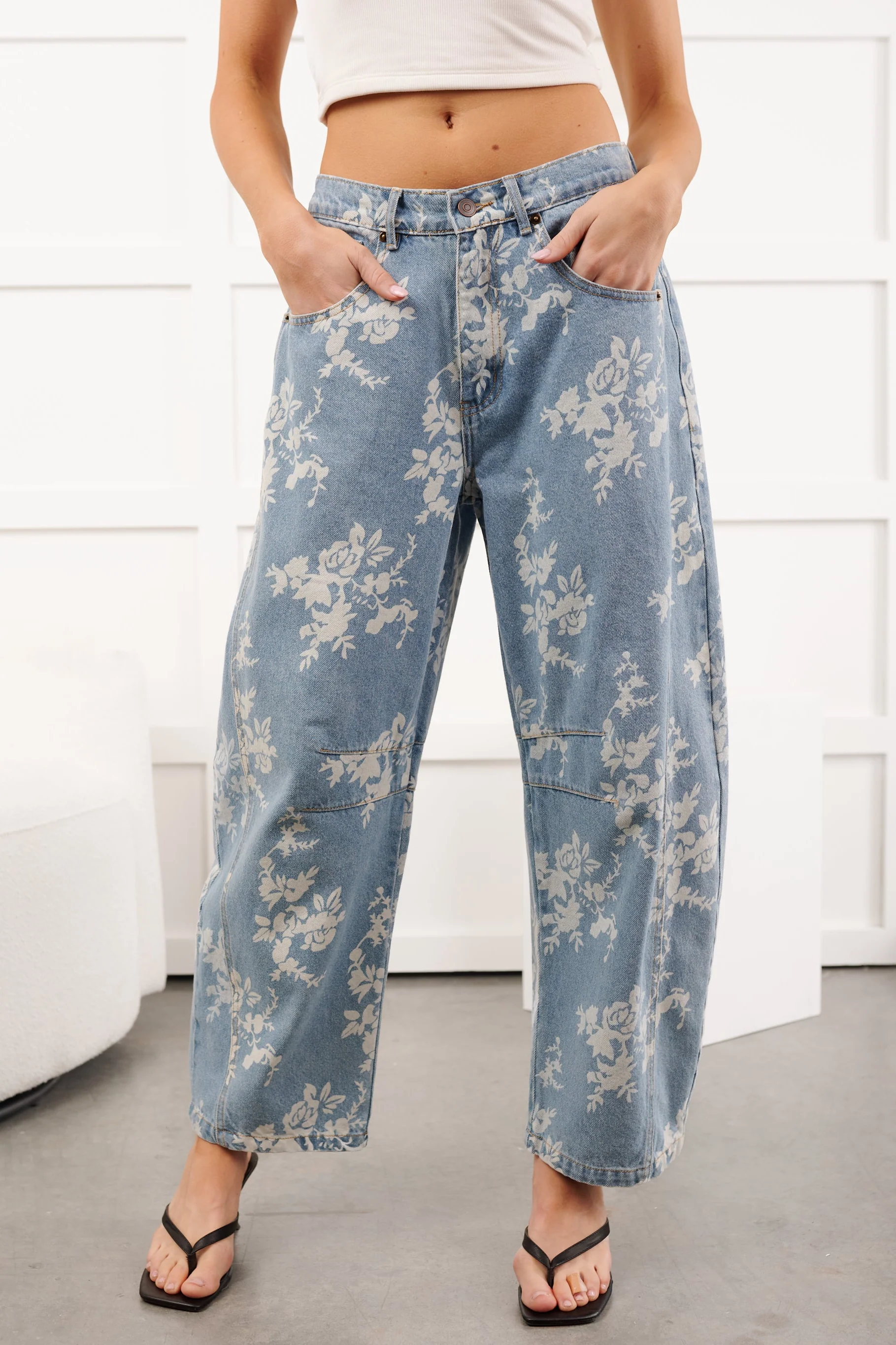 Full Of Joy Floral Barrel Mittoshop Jeans (Denim) - Image 4