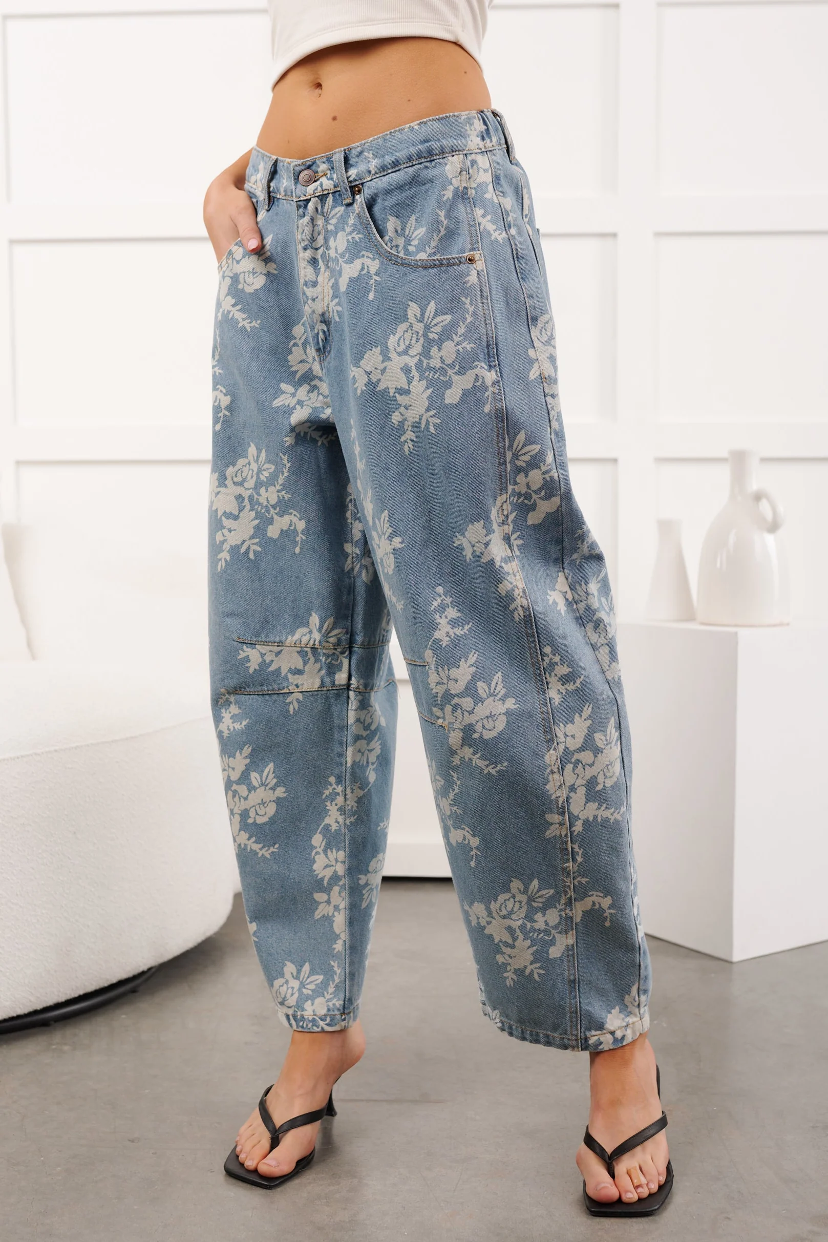 Full Of Joy Floral Barrel Mittoshop Jeans (Denim) - Image 5