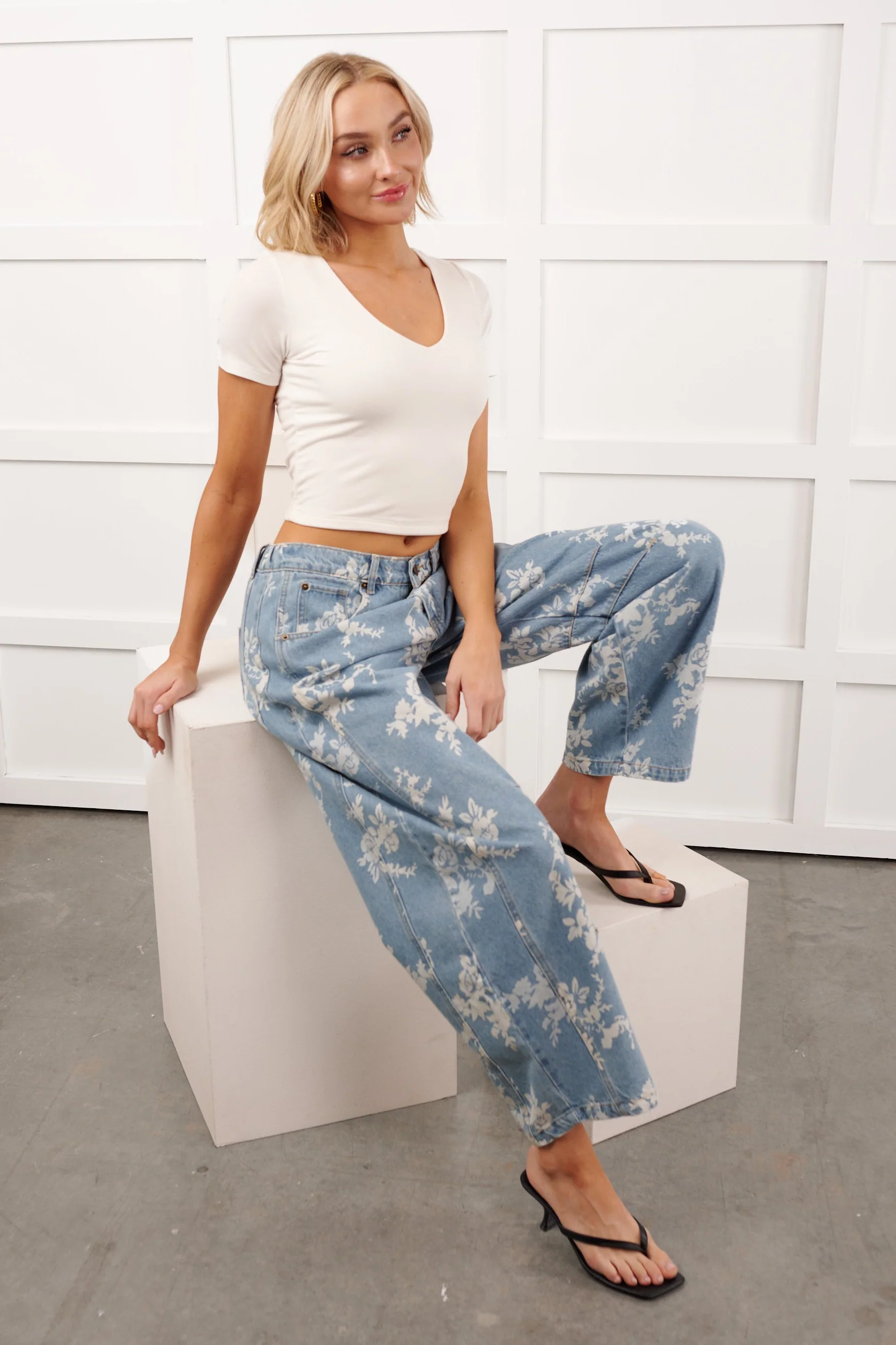 Full Of Joy Floral Barrel Mittoshop Jeans (Denim) - Image 6