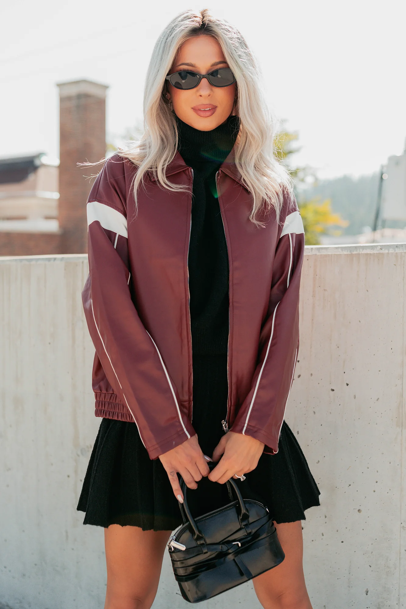Future Forward Faux Leather Racer Jacket (Burgundy) - Image 8