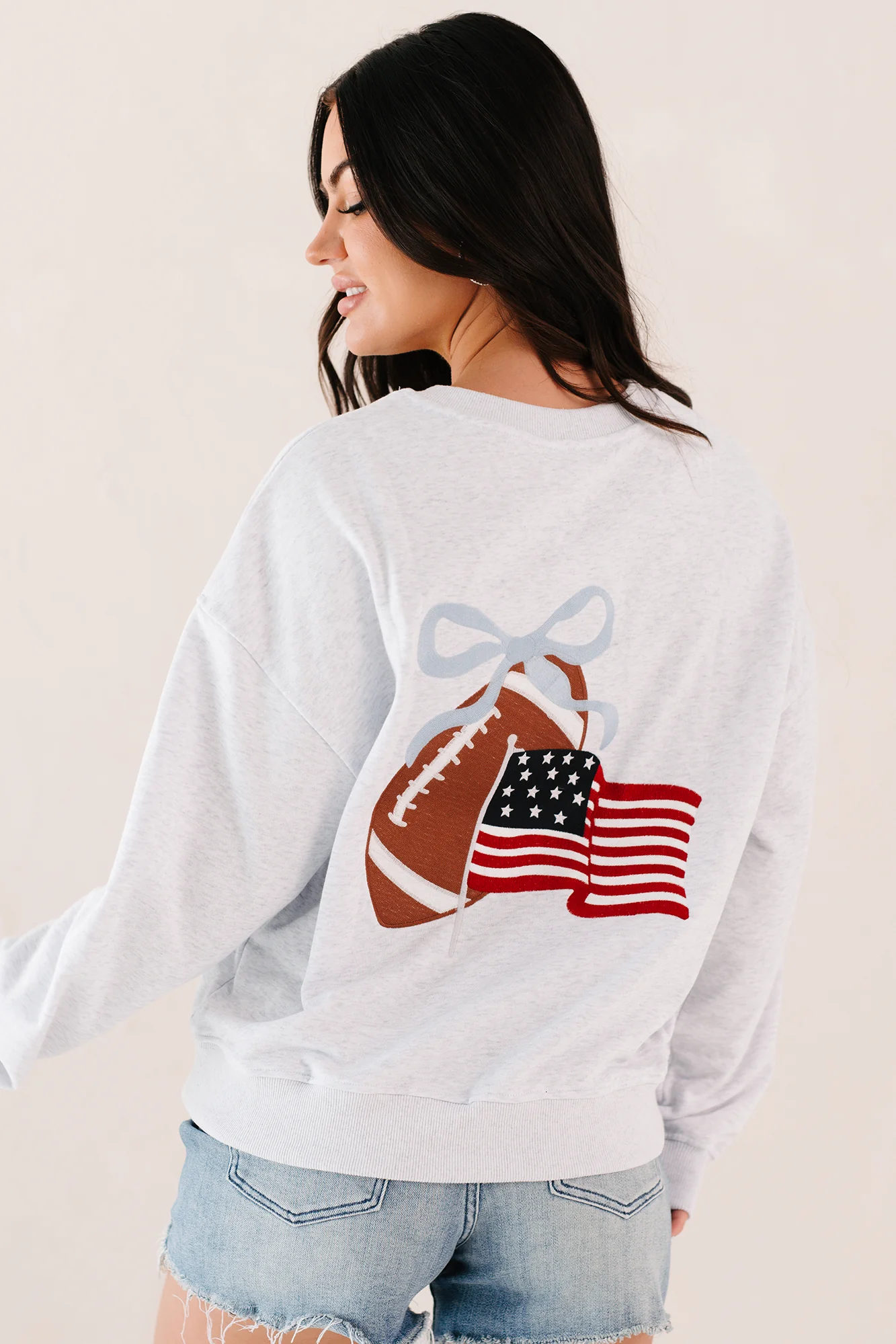 "Game Day" Embroidered Sweatshirt (Light Grey) - Image 4
