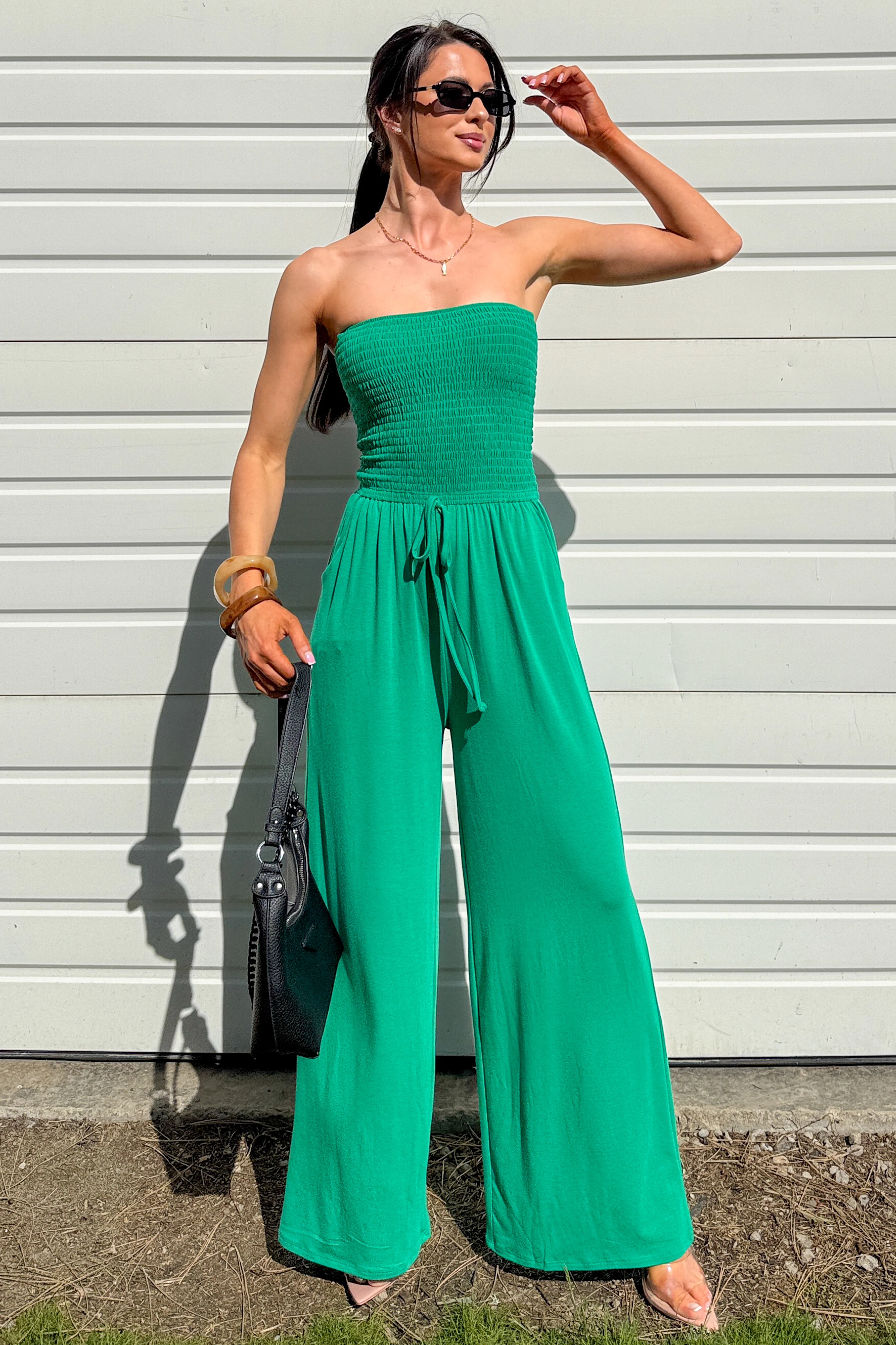Garden Muse Smocked Strapless Jumpsuit (Kelly Green) - Image 3