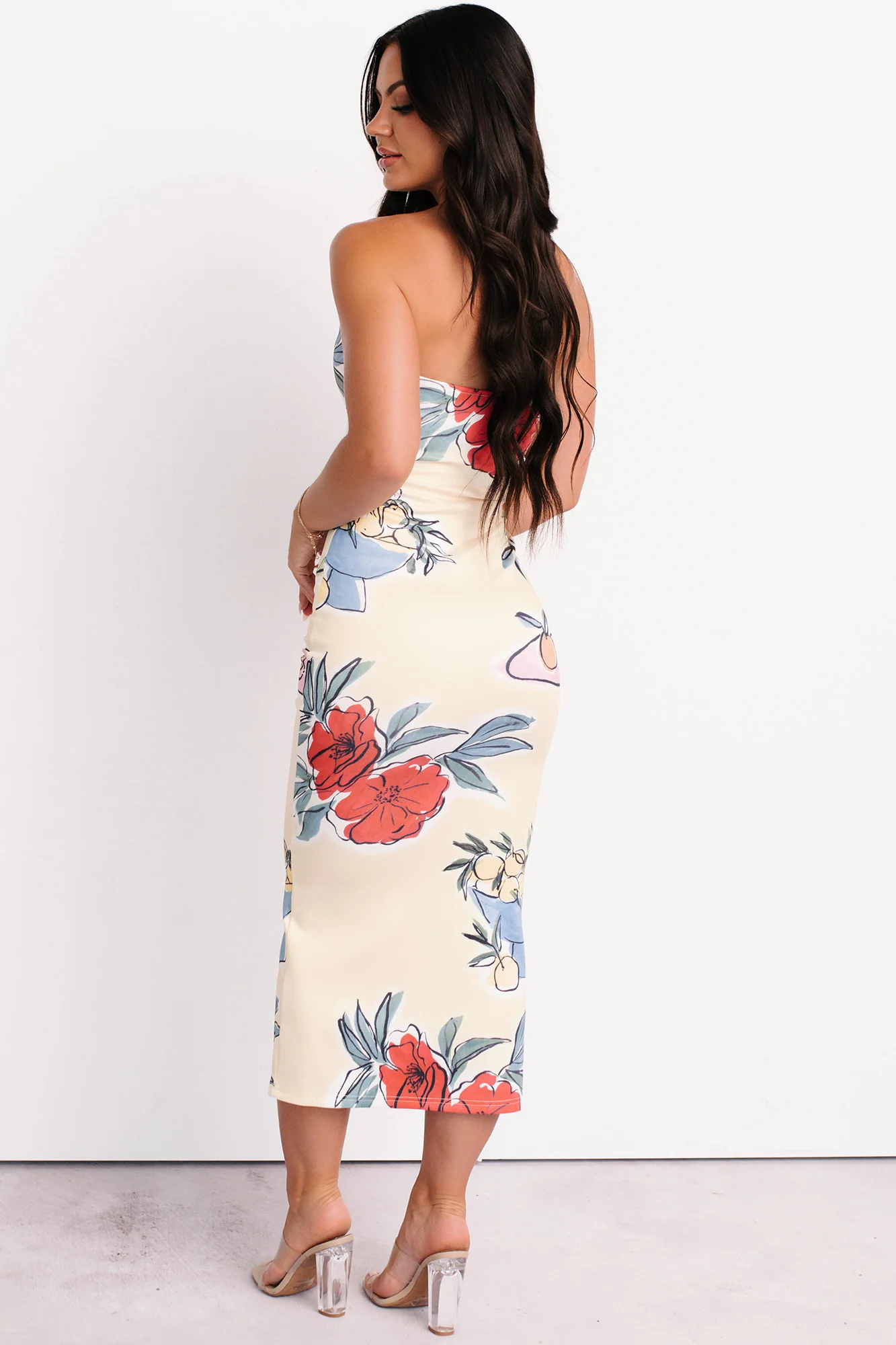 Garden Of Calm Strapless Floral Maxi Dress (Cream) - Image 4