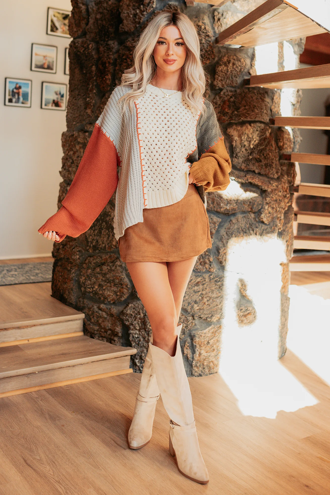 Gave It All Faux Suede Mini Skort (Camel) - Image 5