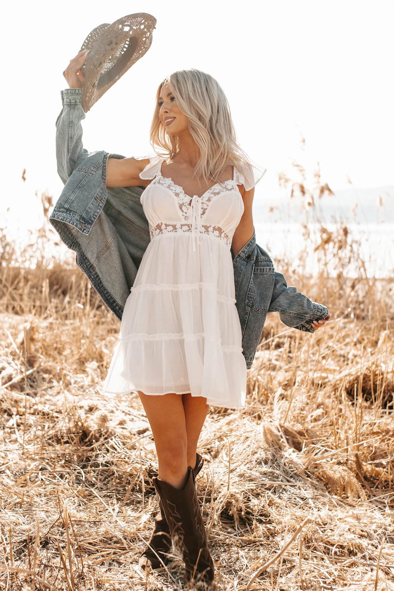 Gentle Nights Lace Sleeveless Mini Dress (Ivory) - Image 3