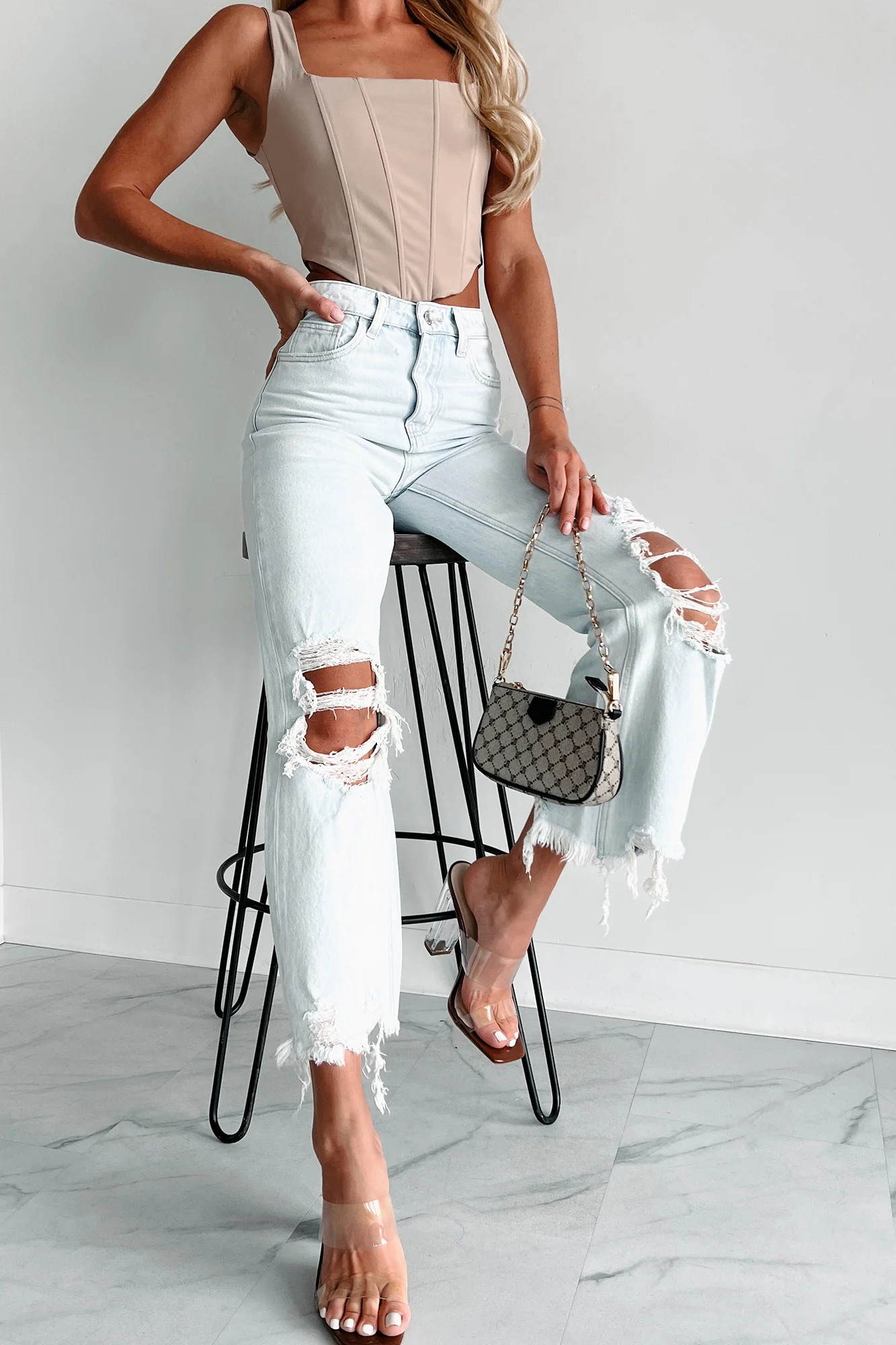 Getting Candid High Rise Crop Flare Vervet Jeans (Light) - Image 10