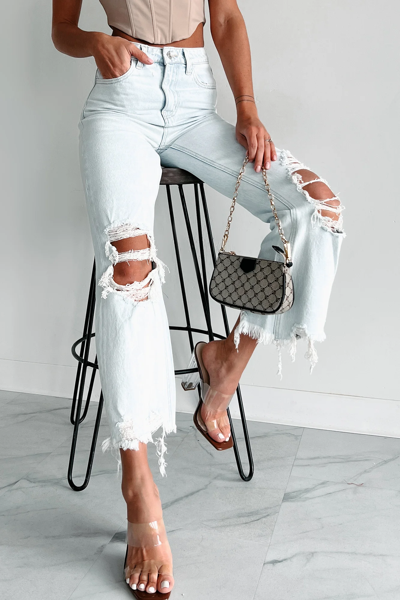 Getting Candid High Rise Crop Flare Vervet Jeans (Light) - Image 11