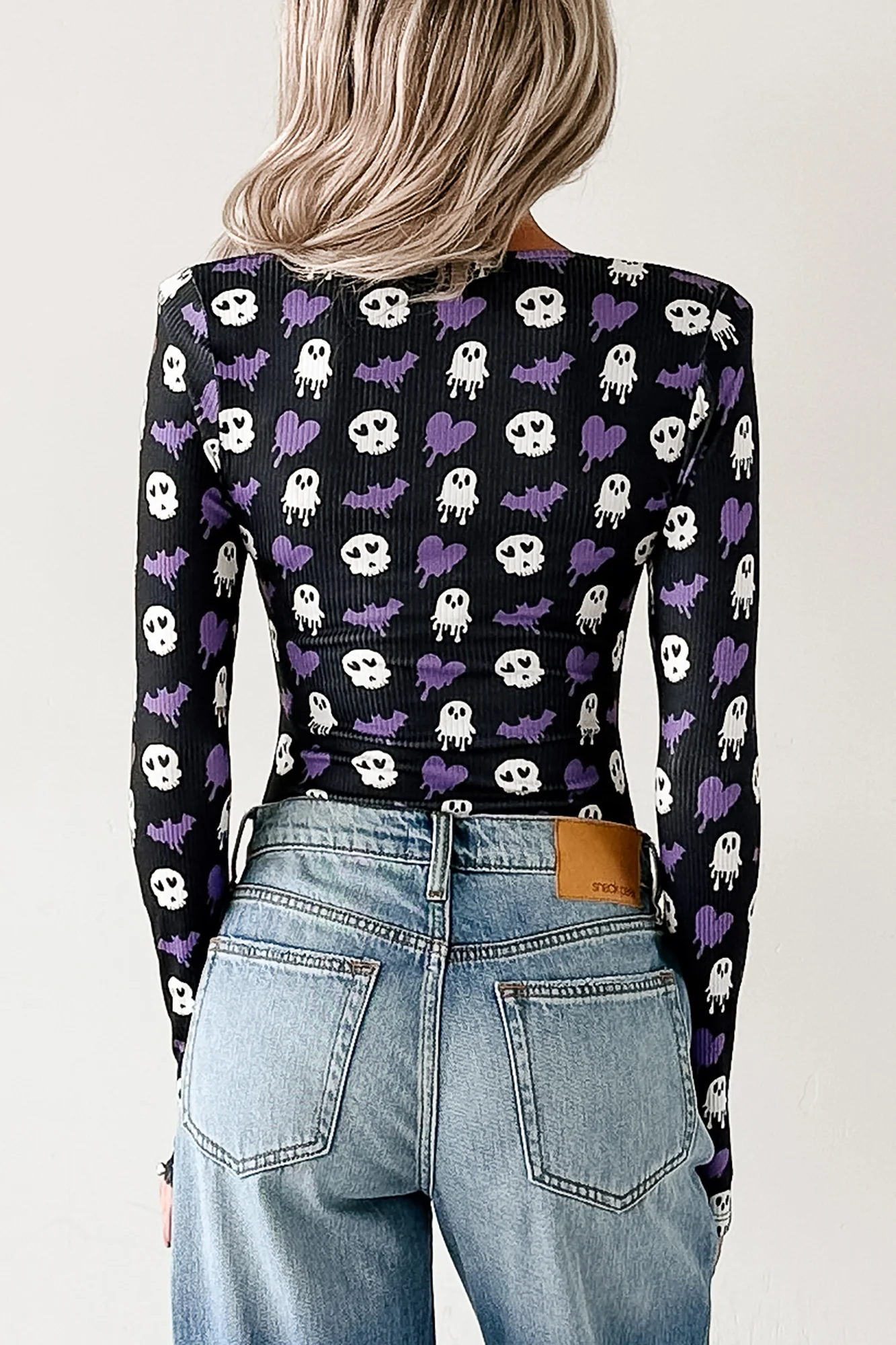 Ghoul's Night Out NM Original Padded V-Neck Bodysuit (Purple Ghouls) - Image 10