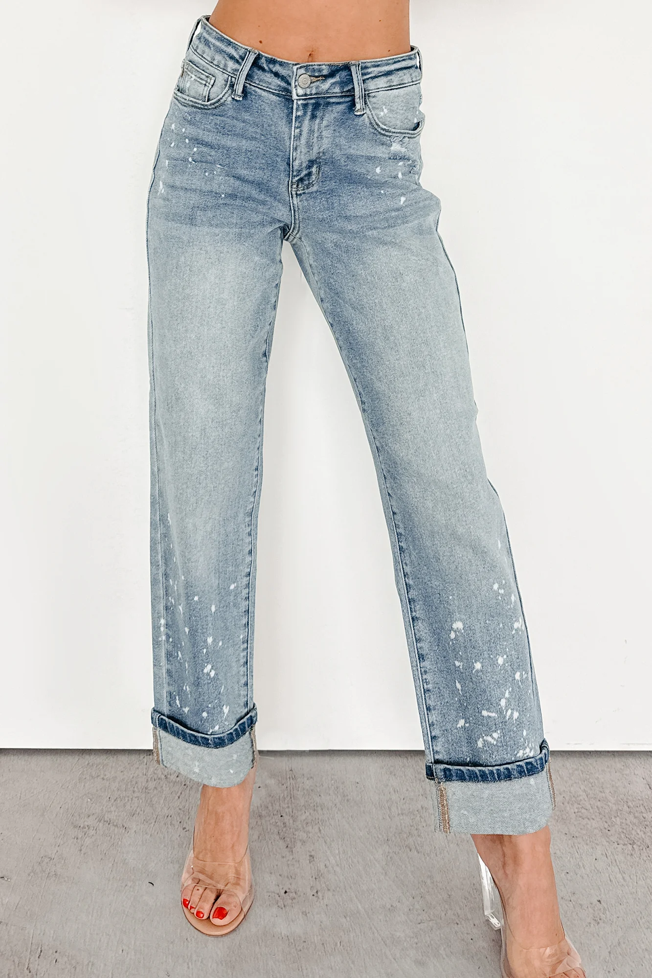 Ginny Bleach Splatter Judy Blue Boyfriend Jeans (Medium) - Image 3