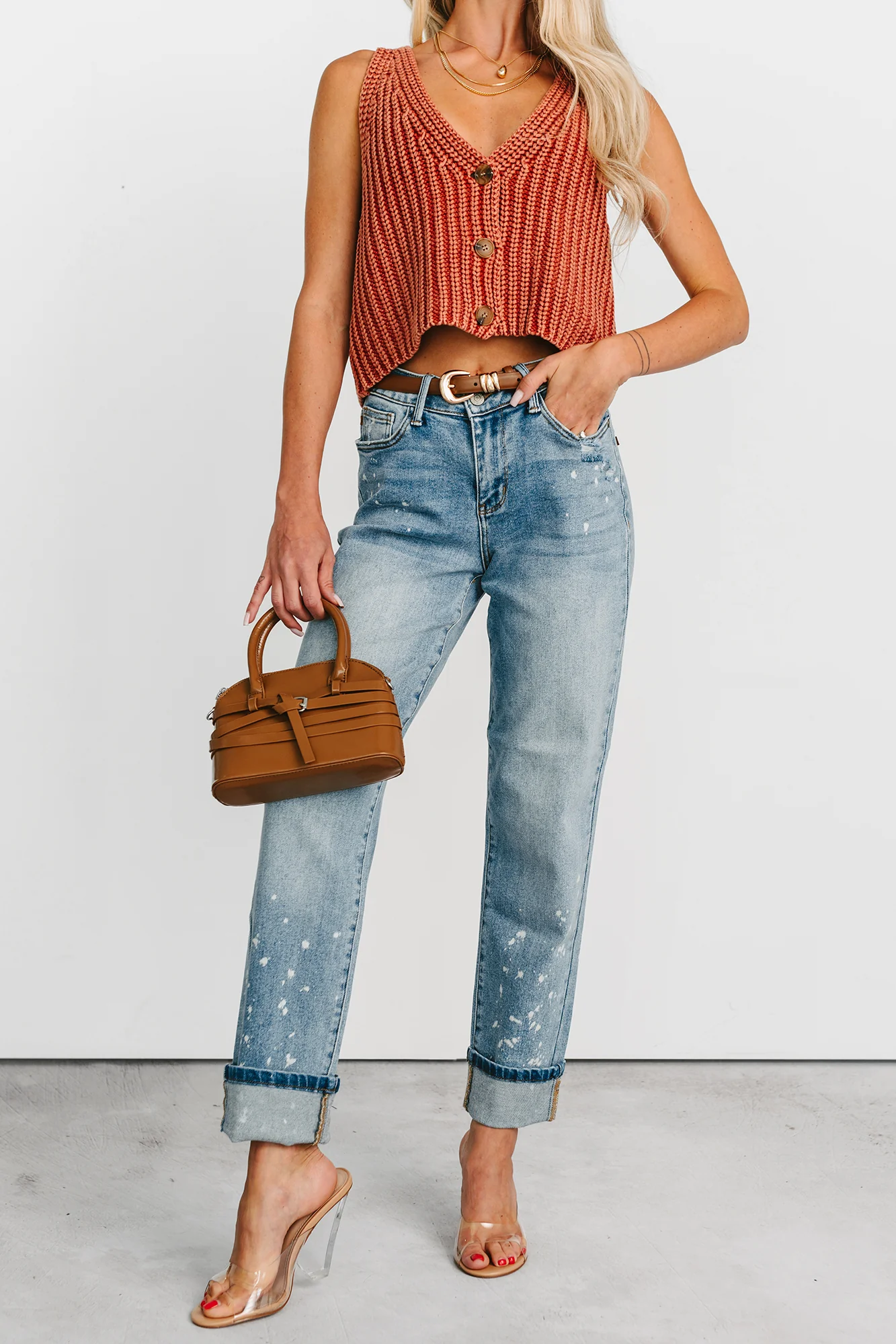 Ginny Bleach Splatter Judy Blue Boyfriend Jeans (Medium) - Image 9