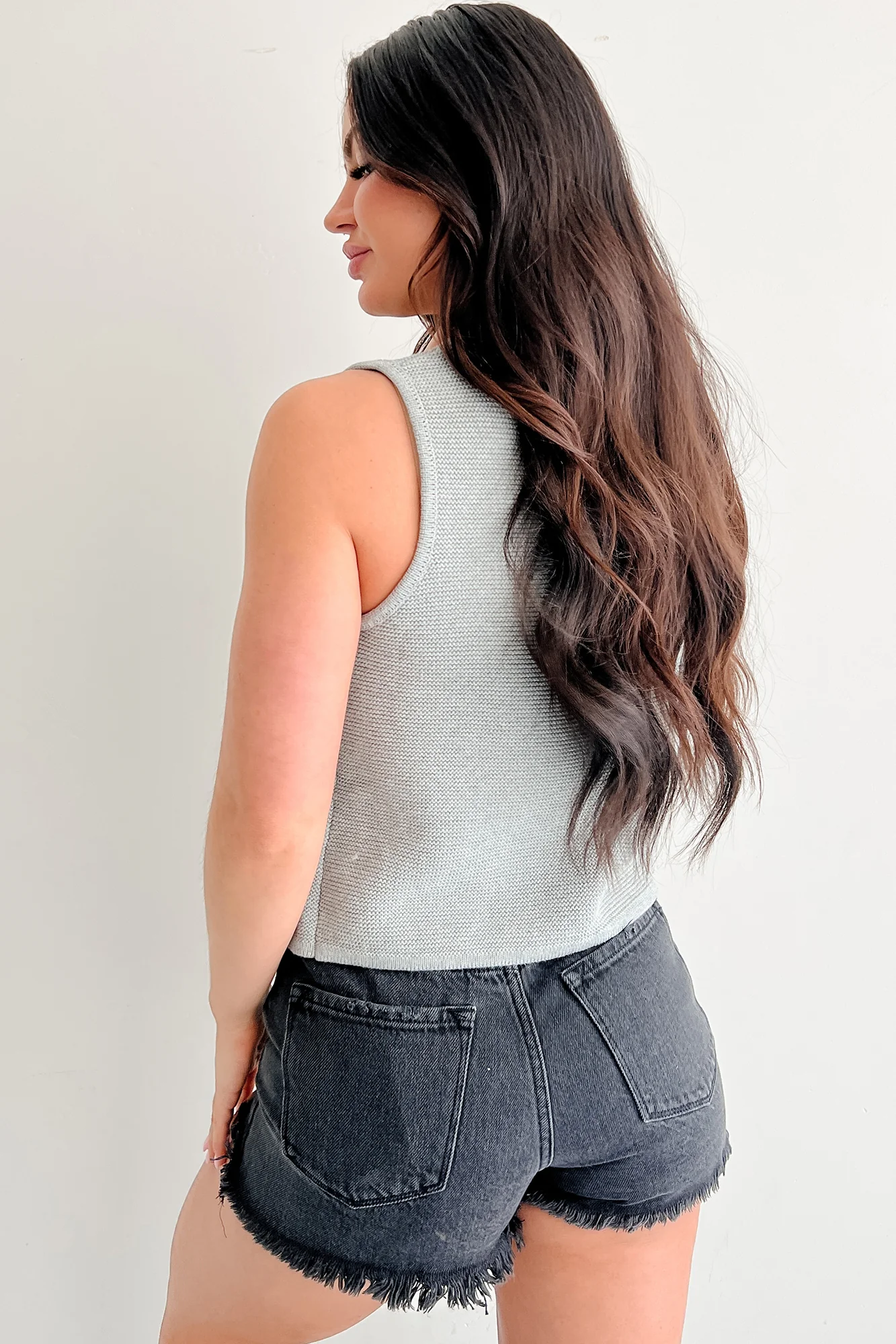 Girls’ Night In Tie Front Sweater Vest (Heather Grey) - Image 4