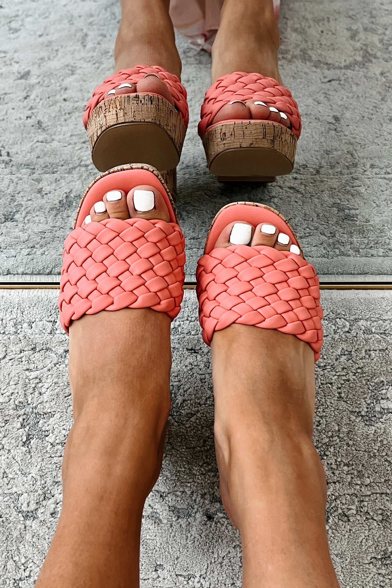 Gladys Shu Shop Braided Cork Heels (Coral) - Image 3
