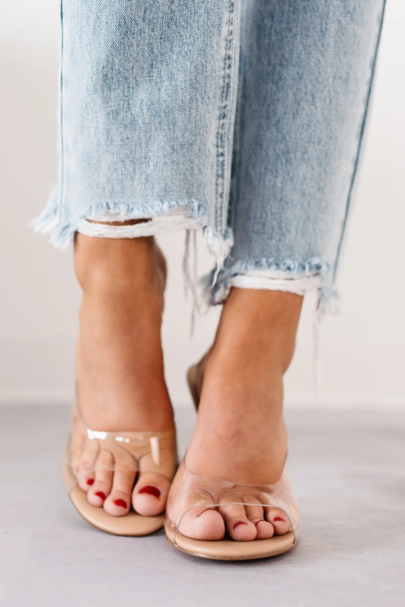 Glamour & Glow Clear Strap Lucite Heels (Nude) - Image 5