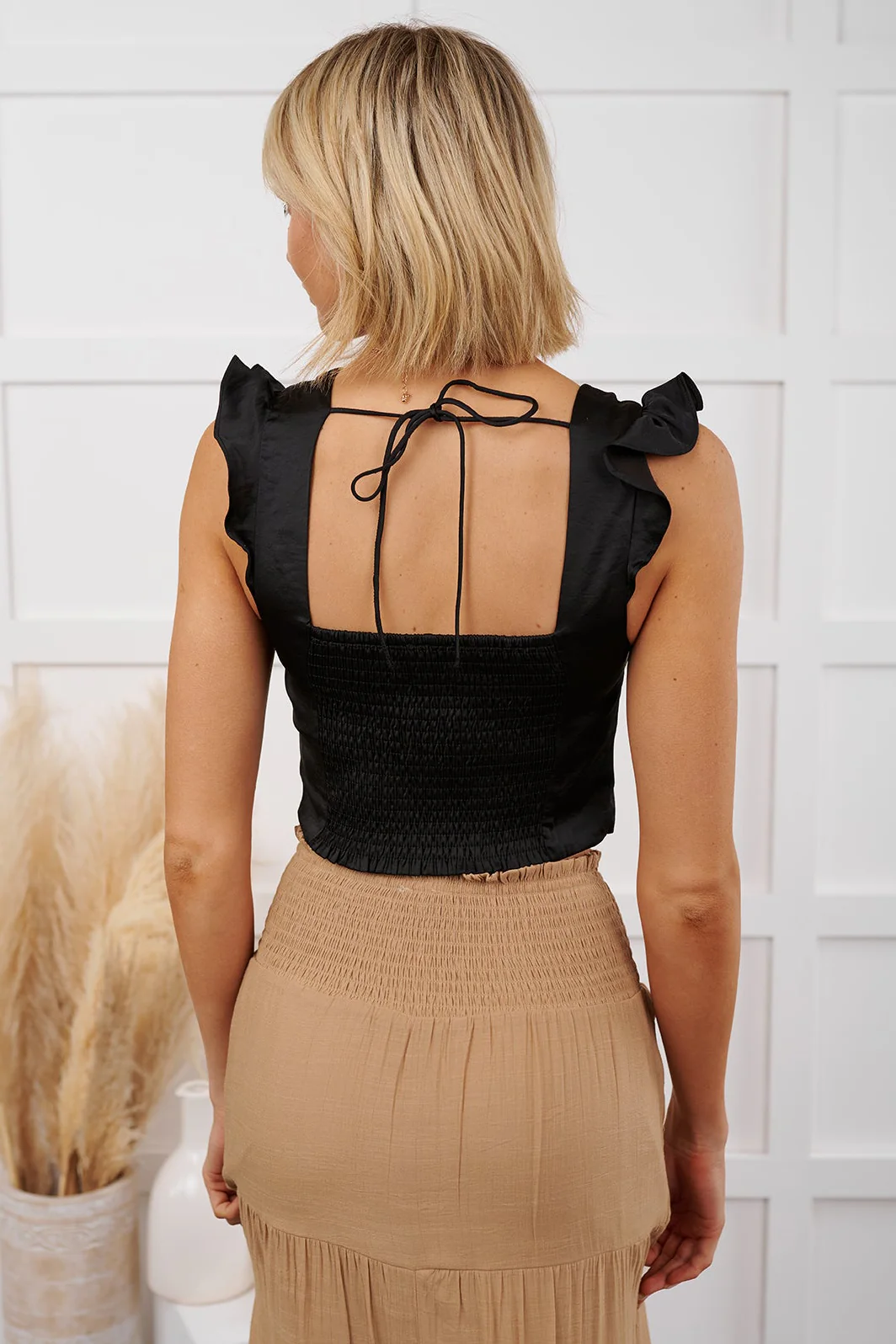 Glamour Season Signature 8 Satin Crop Top (Black) - Image 6