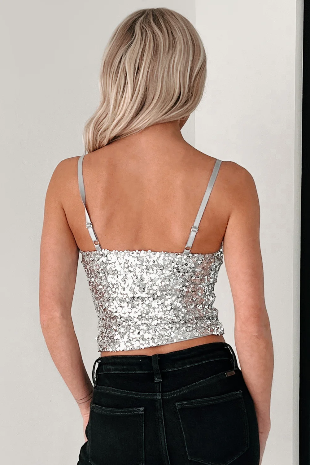 Gleaming Goddess Sequin Corset Top (Grey/Silver) - Image 4