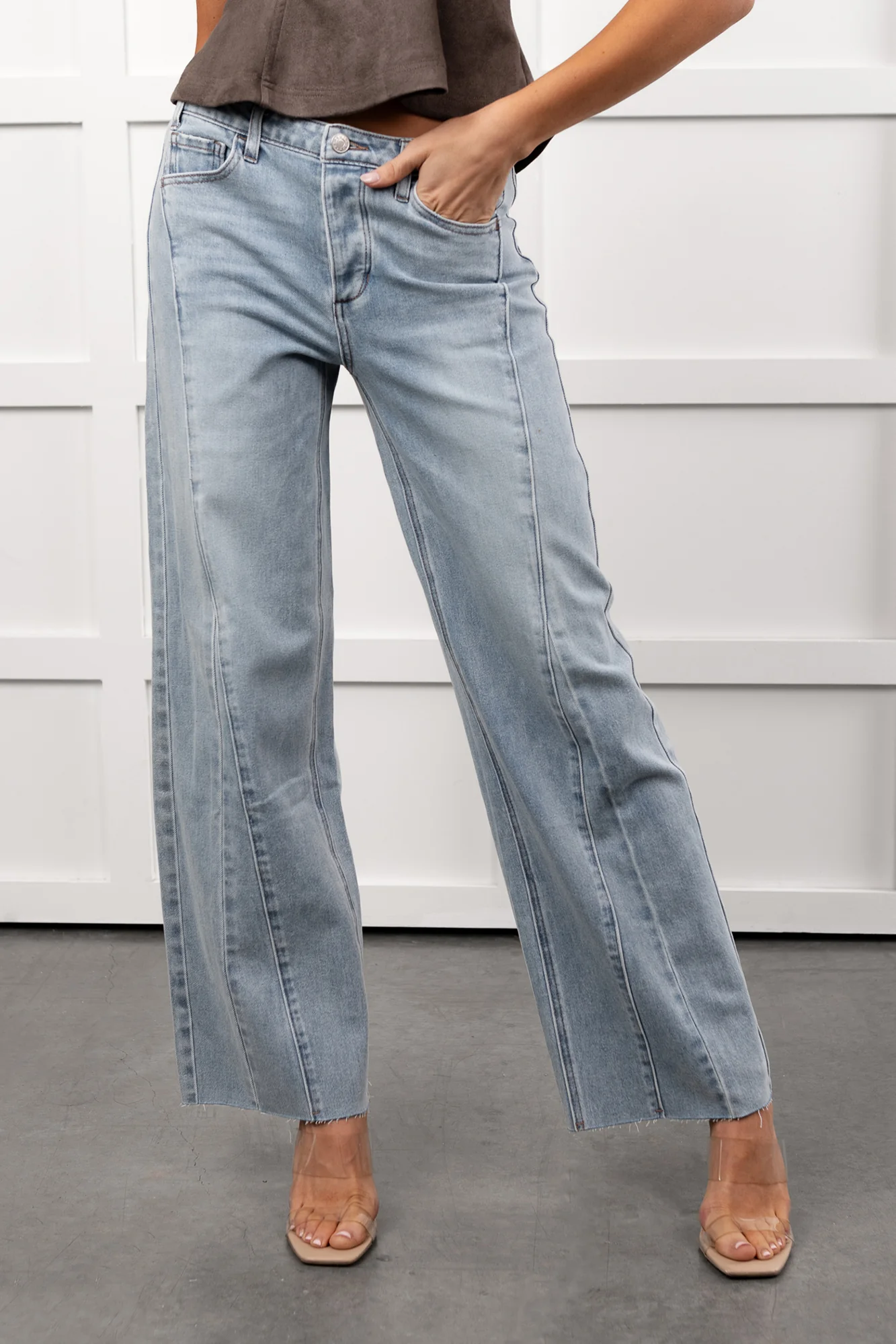 Glenn High Rise Wide Leg Jemina Denim Jeans (Light) - Image 2