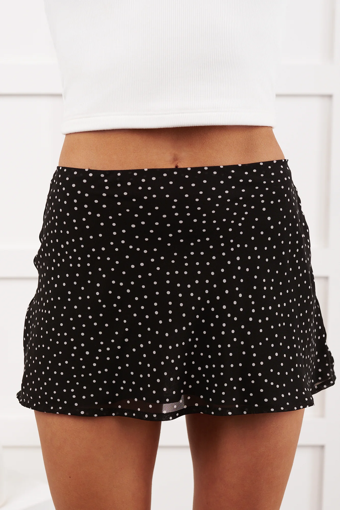 Glossed Out Polka-Dot Mini Skirt (Black/White Dot) - Image 3