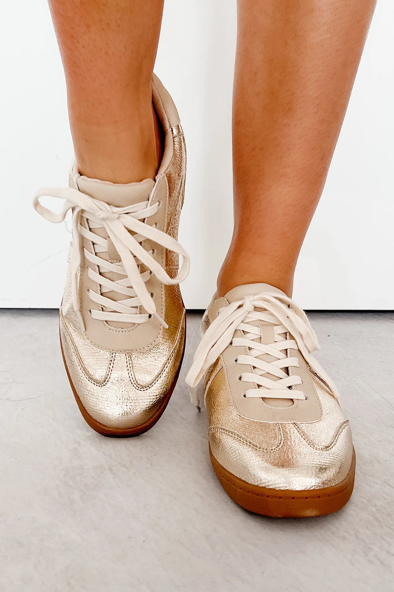 Golden As Ever Metallic Lace-Up Sneakers (Gold) - Image 2