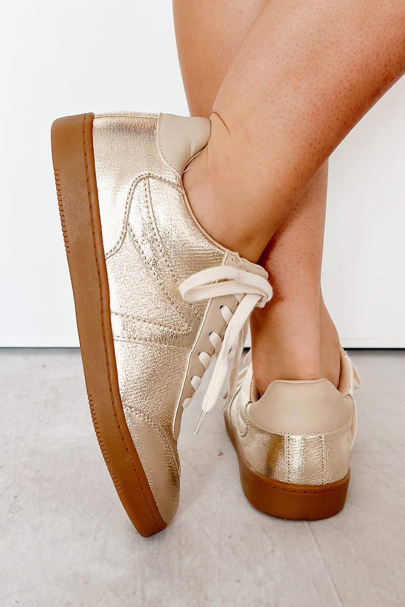 Golden As Ever Metallic Lace-Up Sneakers (Gold) - Image 4