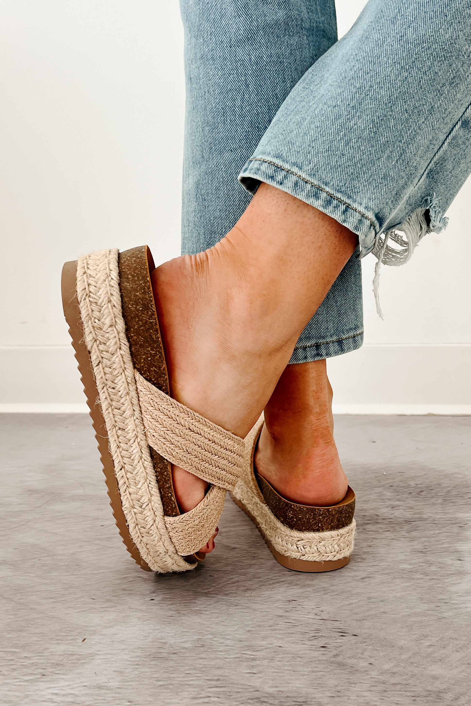 Golden Touch Espadrille Platform Sandals (Light Tan) - Image 2