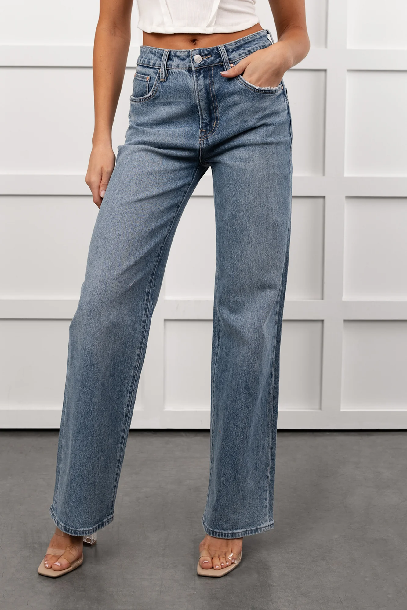 Graysen Wide Leg Mica Denim Jeans (Penn Blue) - Image 2