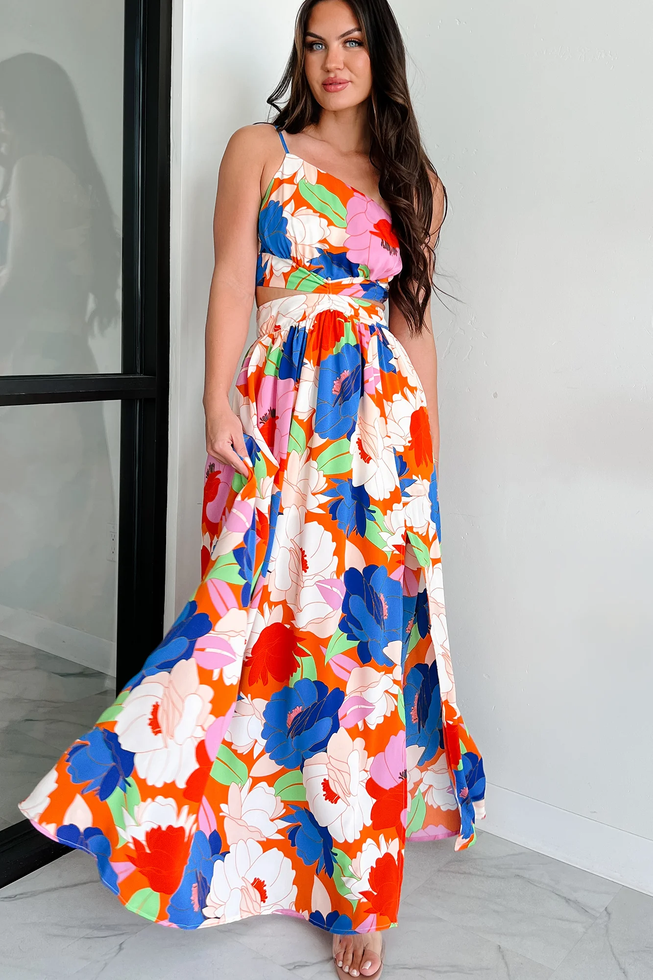 Grow Wild One Shoulder Floral Maxi Dress (Multi) - Image 7