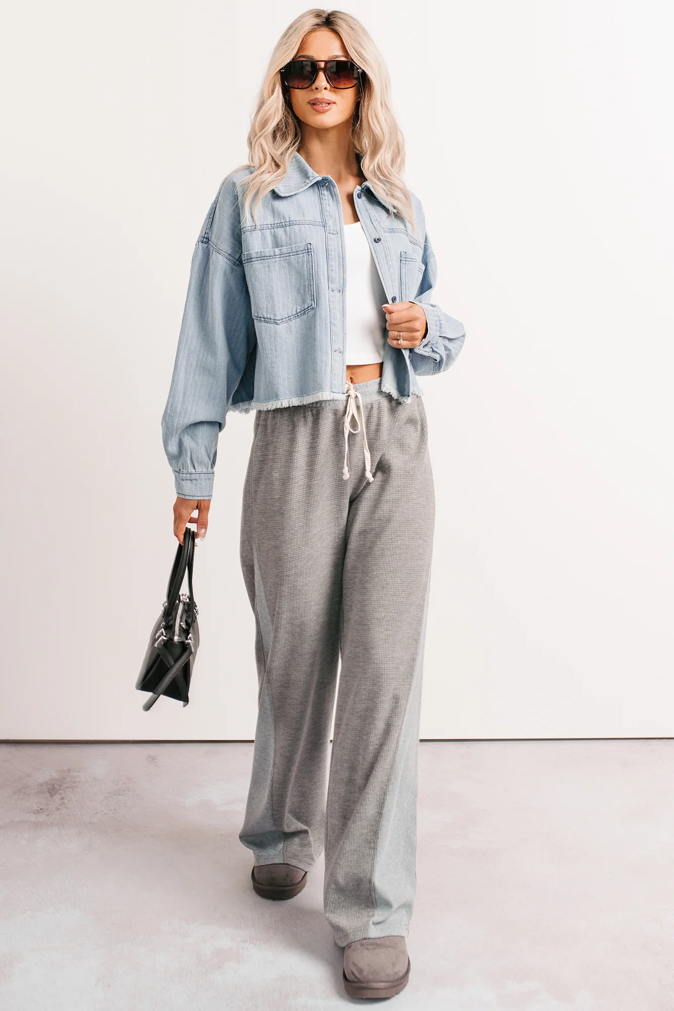 Growing Friendships Lightweight Denim Crop Jacket (Denim) - Image 2