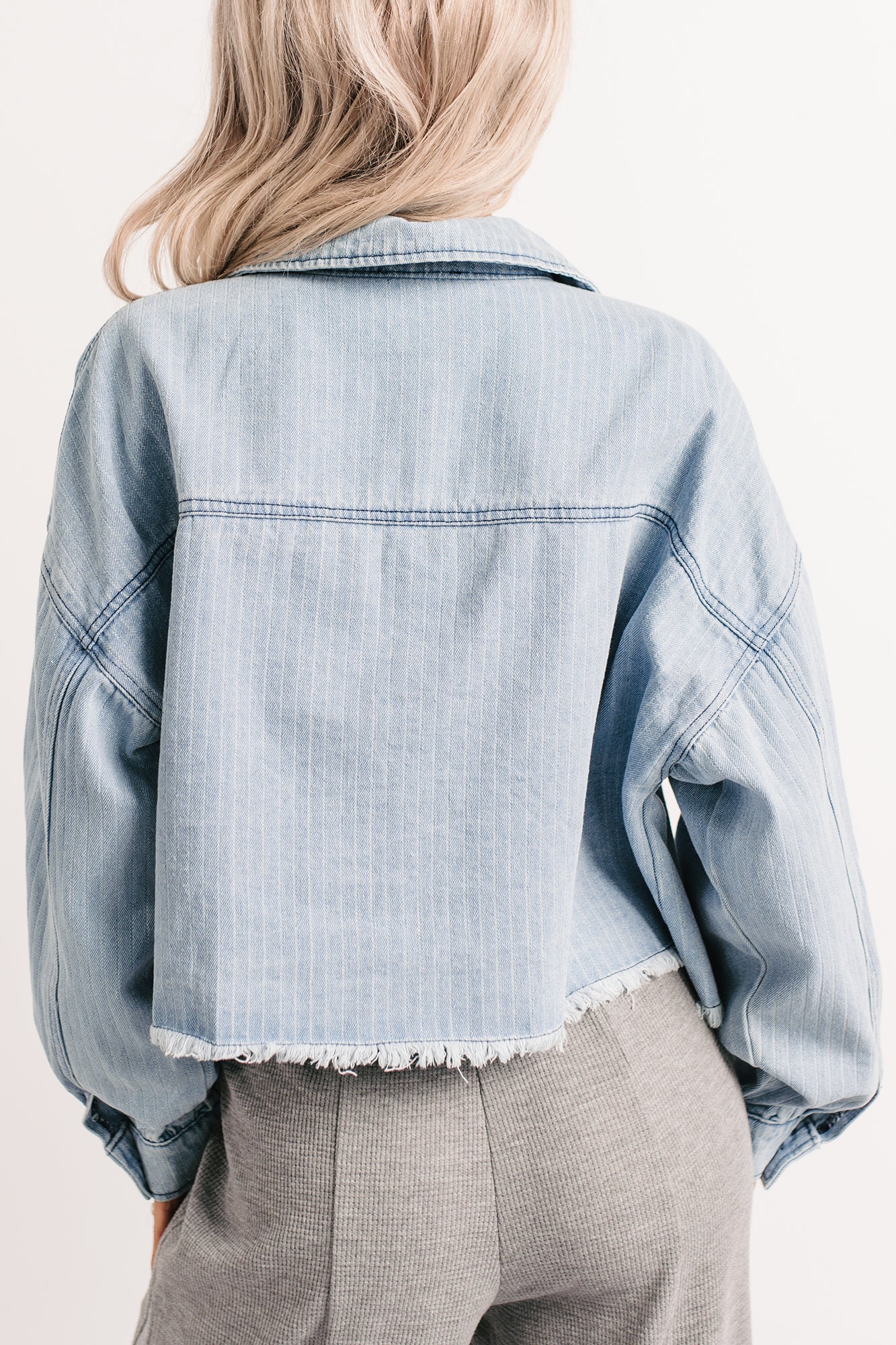 Growing Friendships Lightweight Denim Crop Jacket (Denim) - Image 4