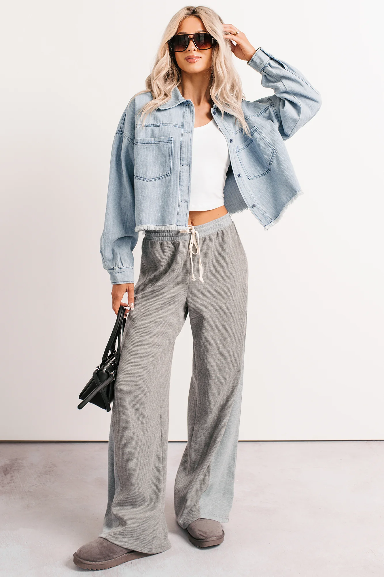 Growing Friendships Lightweight Denim Crop Jacket (Denim) - Image 5
