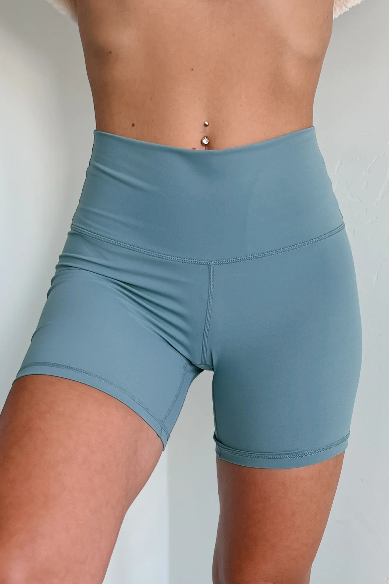 Gym Fanatic High Waisted Biker Shorts (Slate Blue) - Image 4