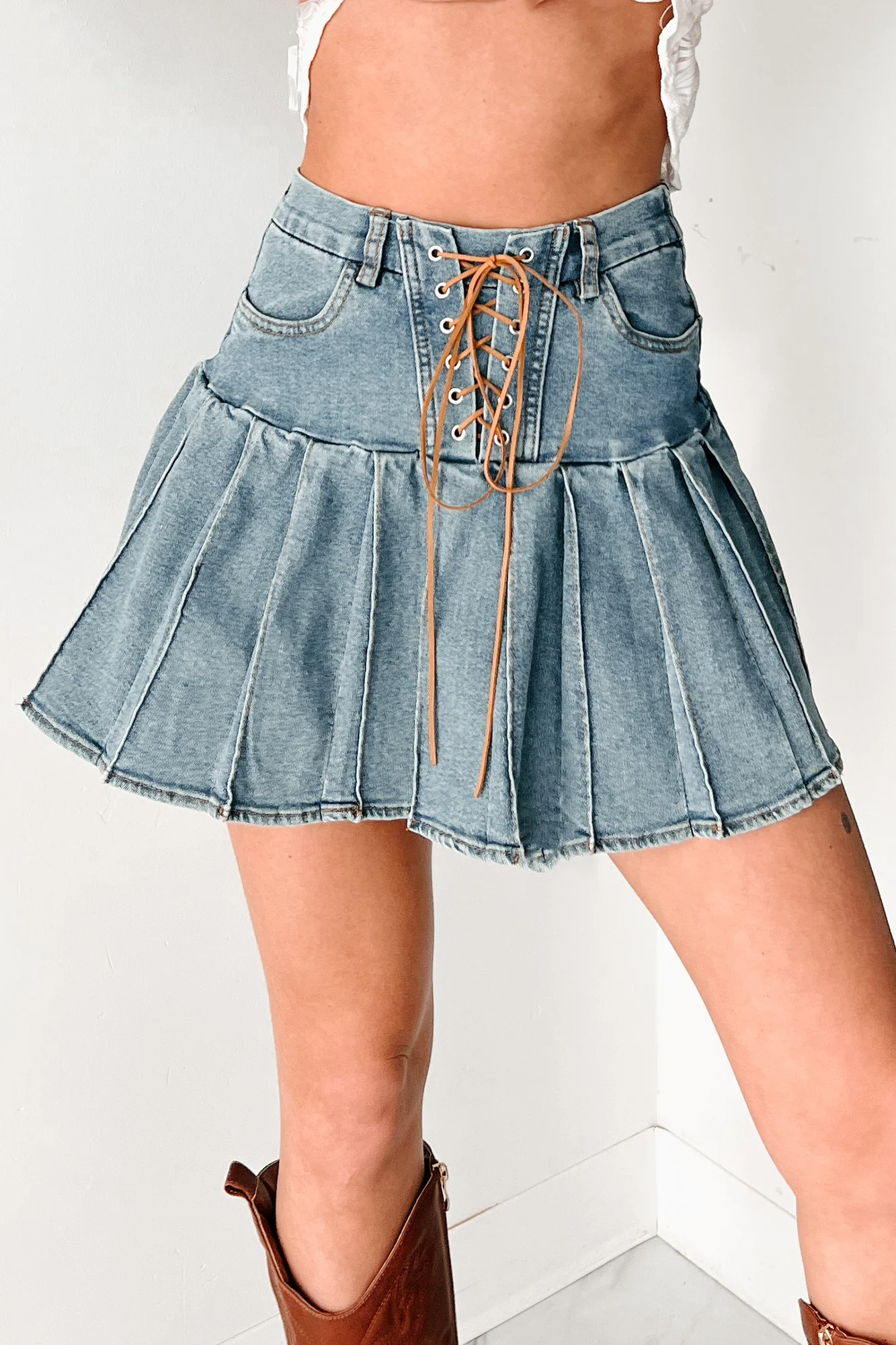 Hail And Well Met Pleated Skirt (Denim) - Image 6